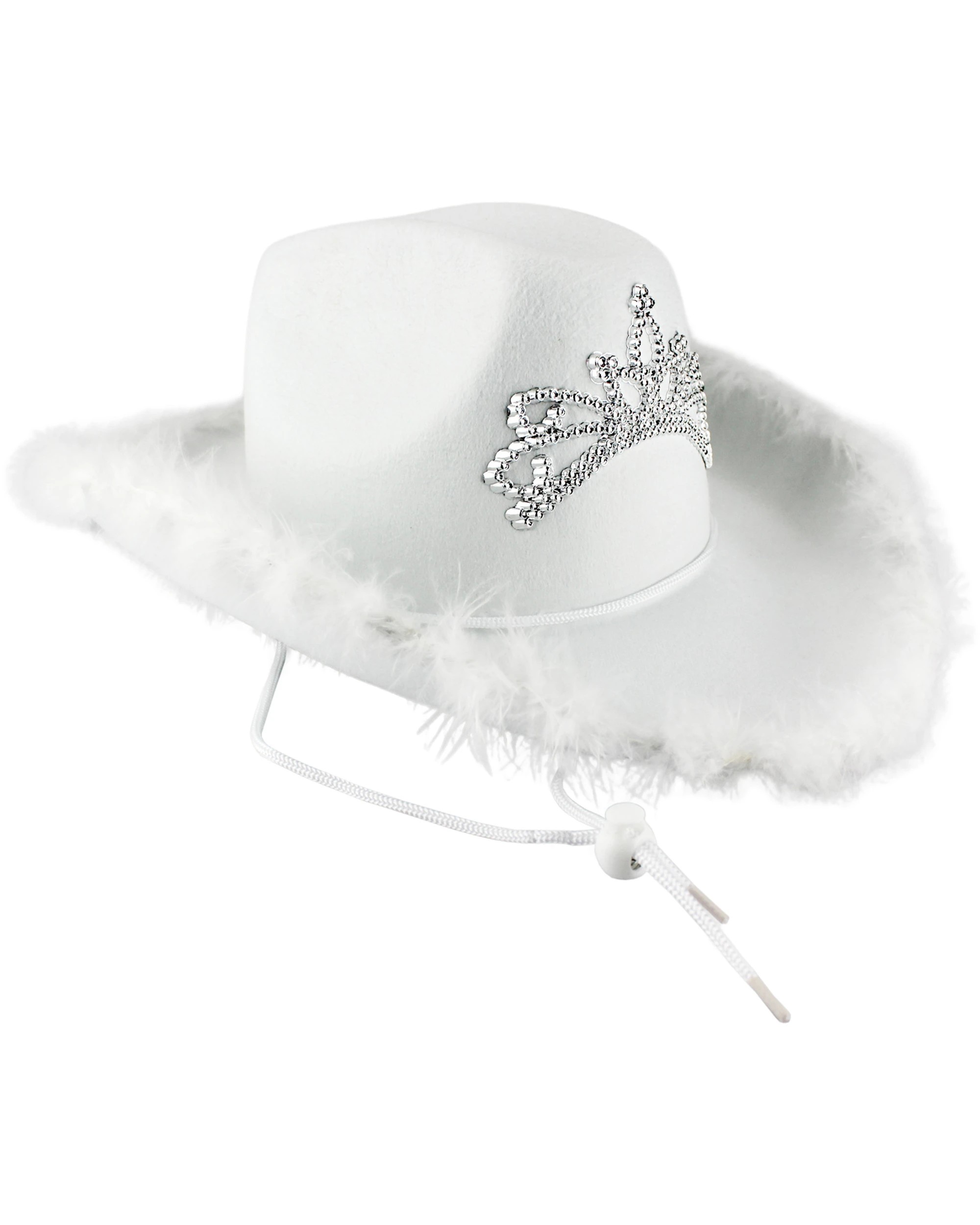 1 JD Party White Cowboy Tiara Hat With Fur Trim - One Size - White, 1 of 1