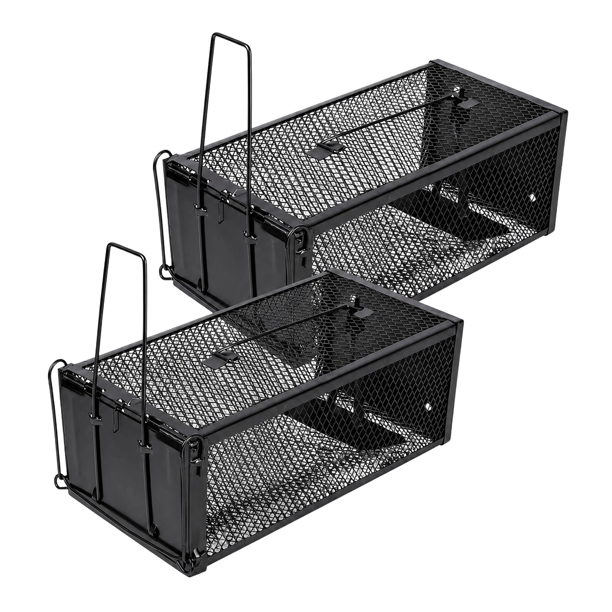 2 Toque Mouse Trap Humane Live Catch Rat Cage Reusable Zinc Iron Garage Black 2pc, 2 of 8