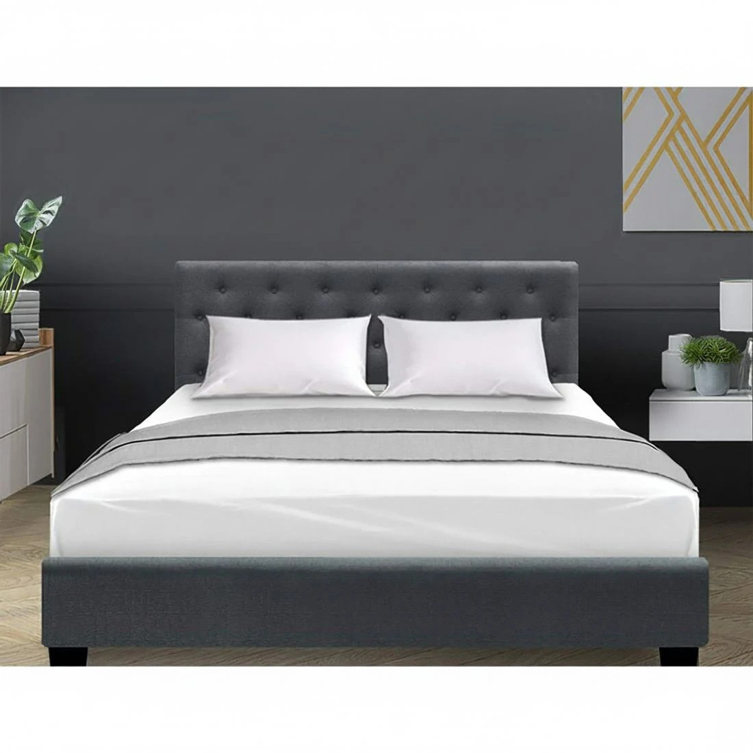 10 Artiss Bed Frame Queen Size Gas Lift Charcoal VILA - Charcoal, 10 of 10