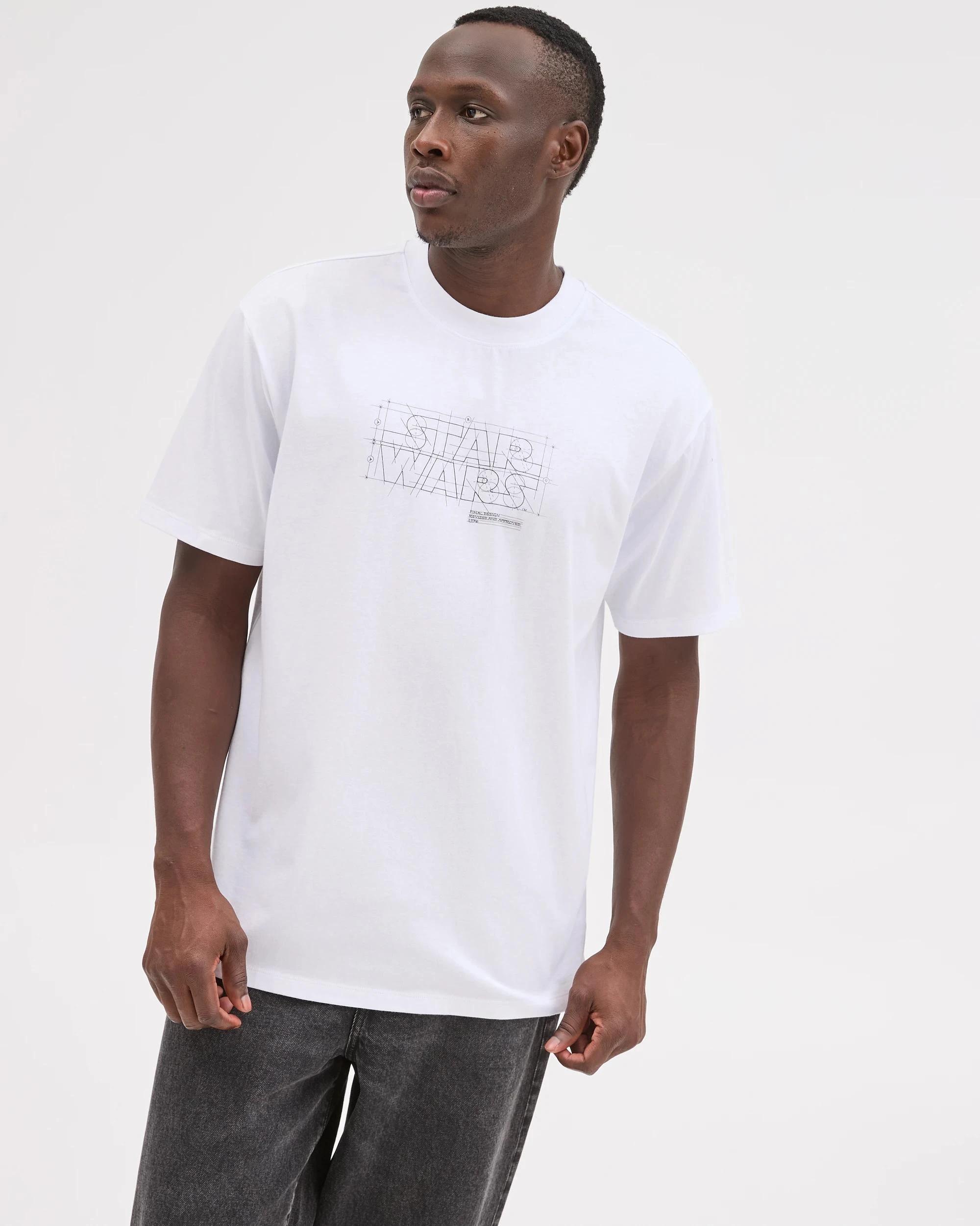 1 Disney Star Wars Australian Cotton Sketch T-Shirt VINTAGE WHITE, 1 of 7