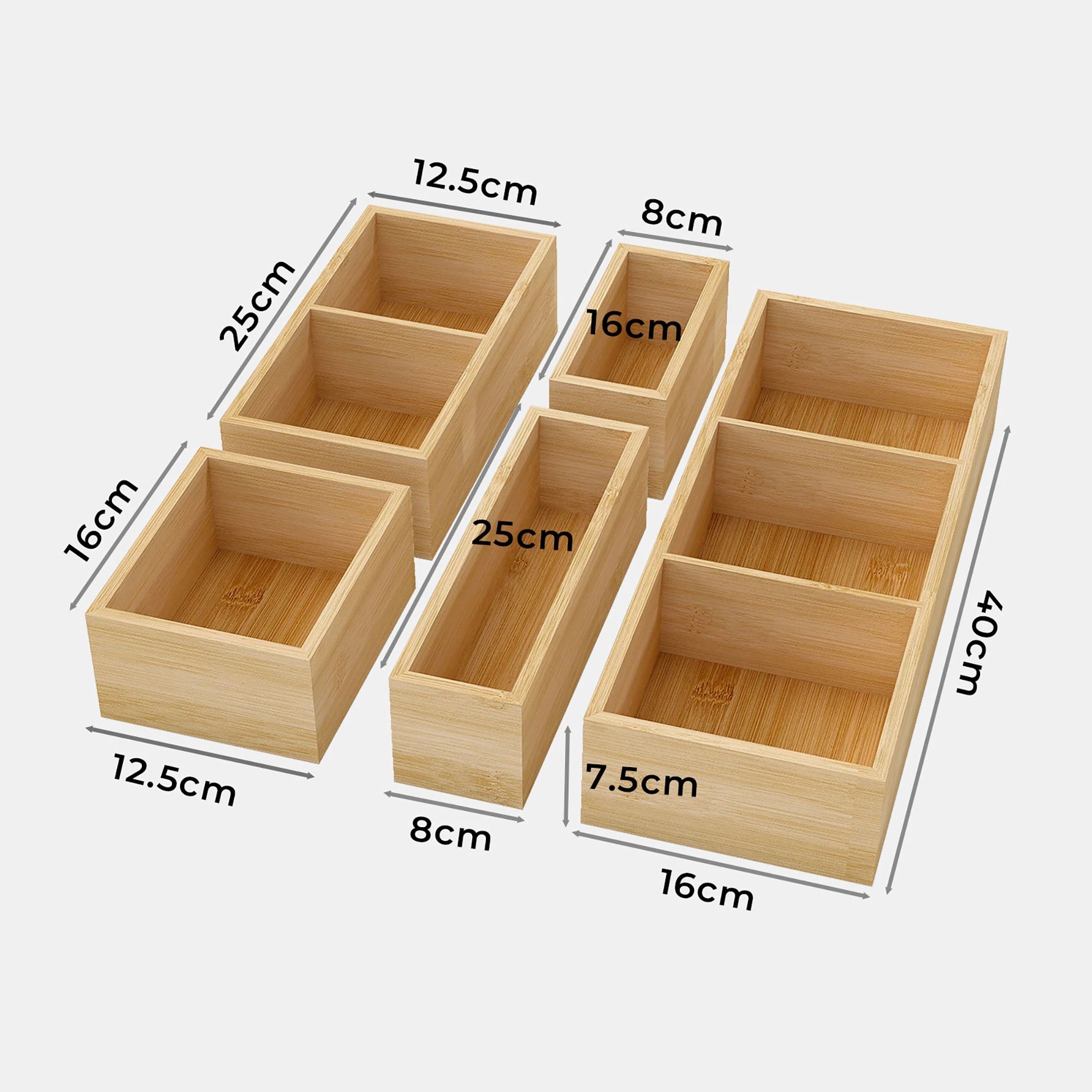 3 Toque 5 Pcs Bamboo Drawer Organiser, 3 of 9
