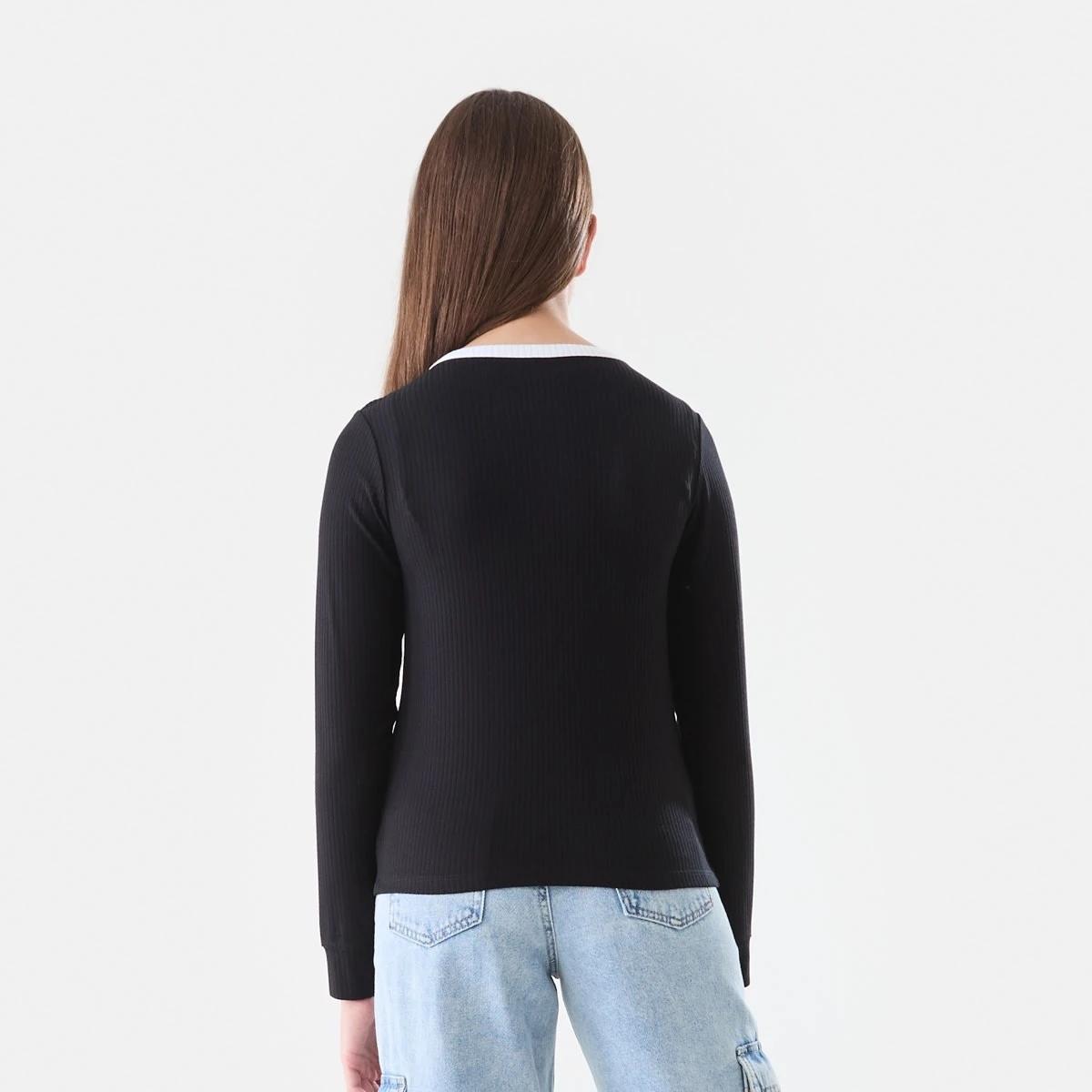 2 Button Through Rib Cardigan Black, 2 of 6