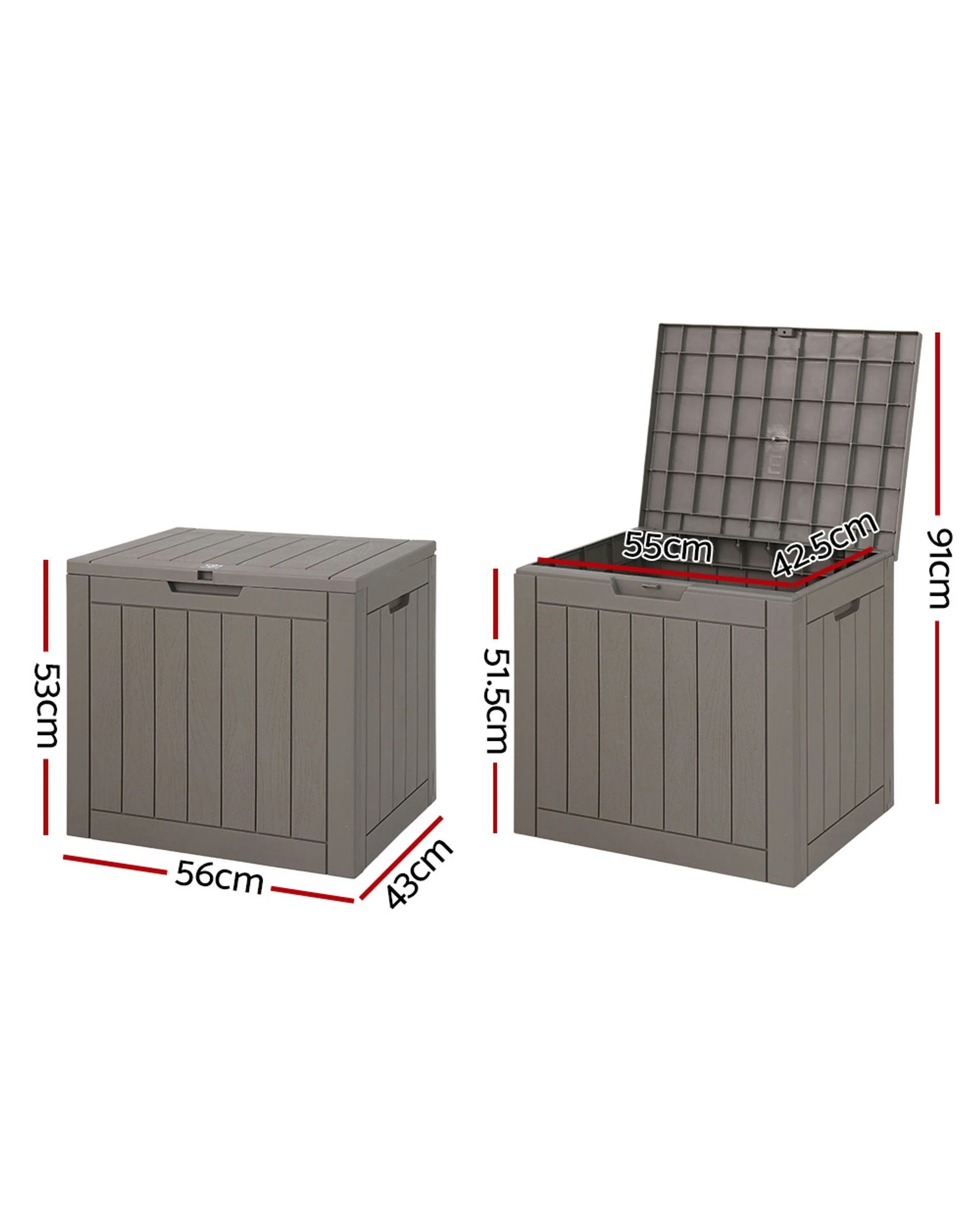 3 Gardeon Outdoor Storage Box 118L Container Lockable Garden Toy Tool Shed - Black, 3 of 7