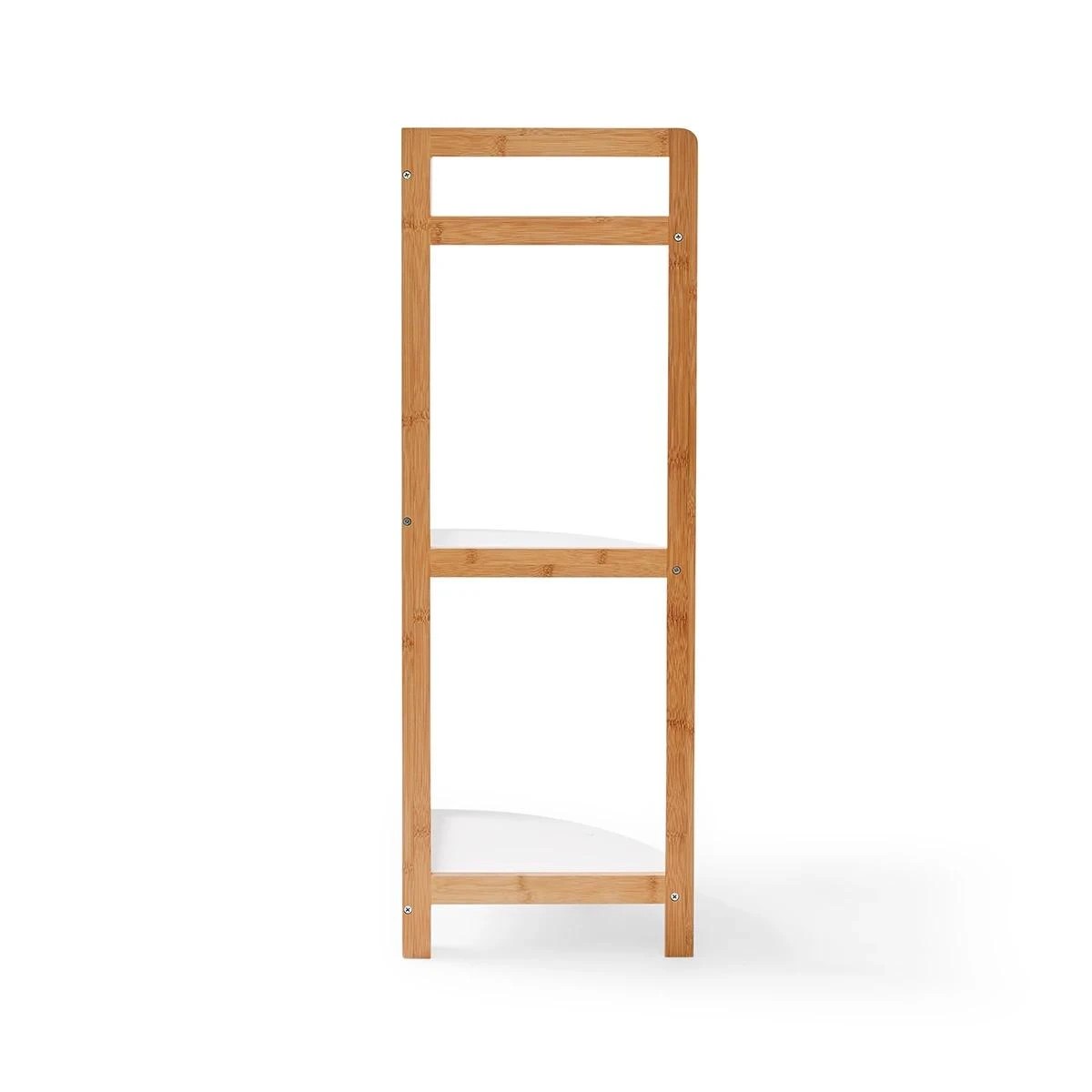 8 Bamboo and White 3 Tier Corner Shelf, 8 of 11