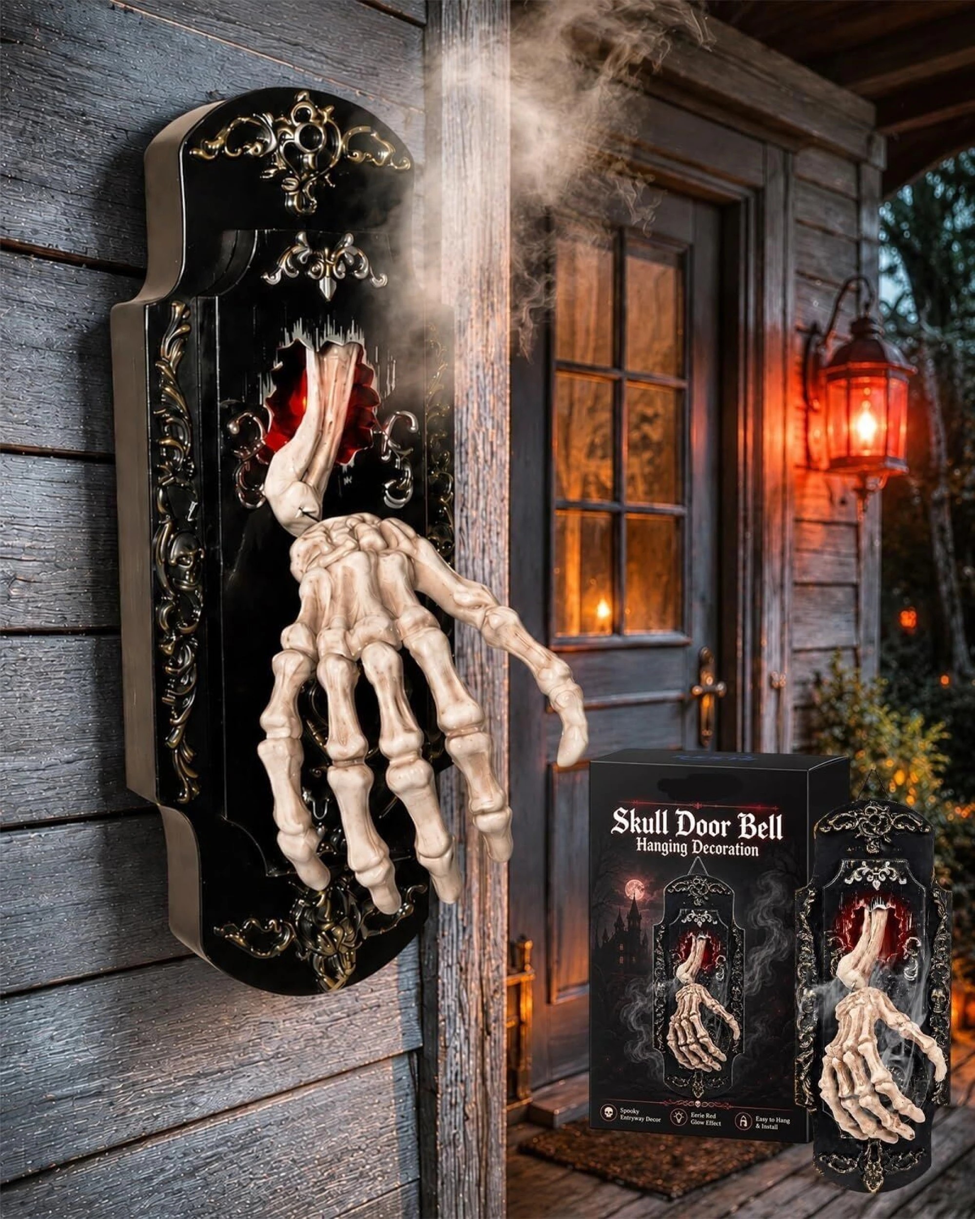 3 BR Costumes Halloween Skull Doorbell Decoration Motion Activated Mist Spray, 3 of 7