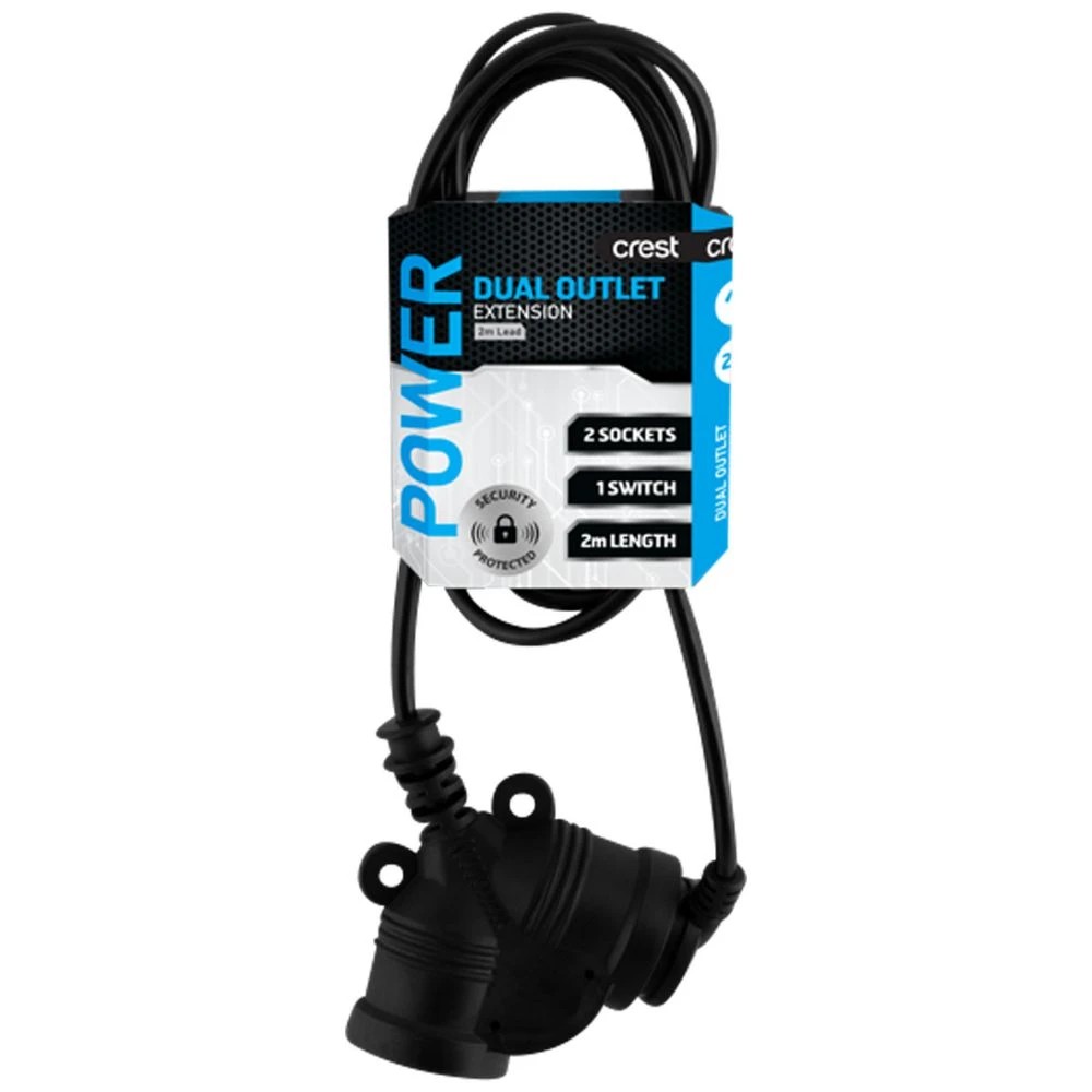 1 Crest 2 Socket Master Switch Extension Lead 2M, 1 of 4