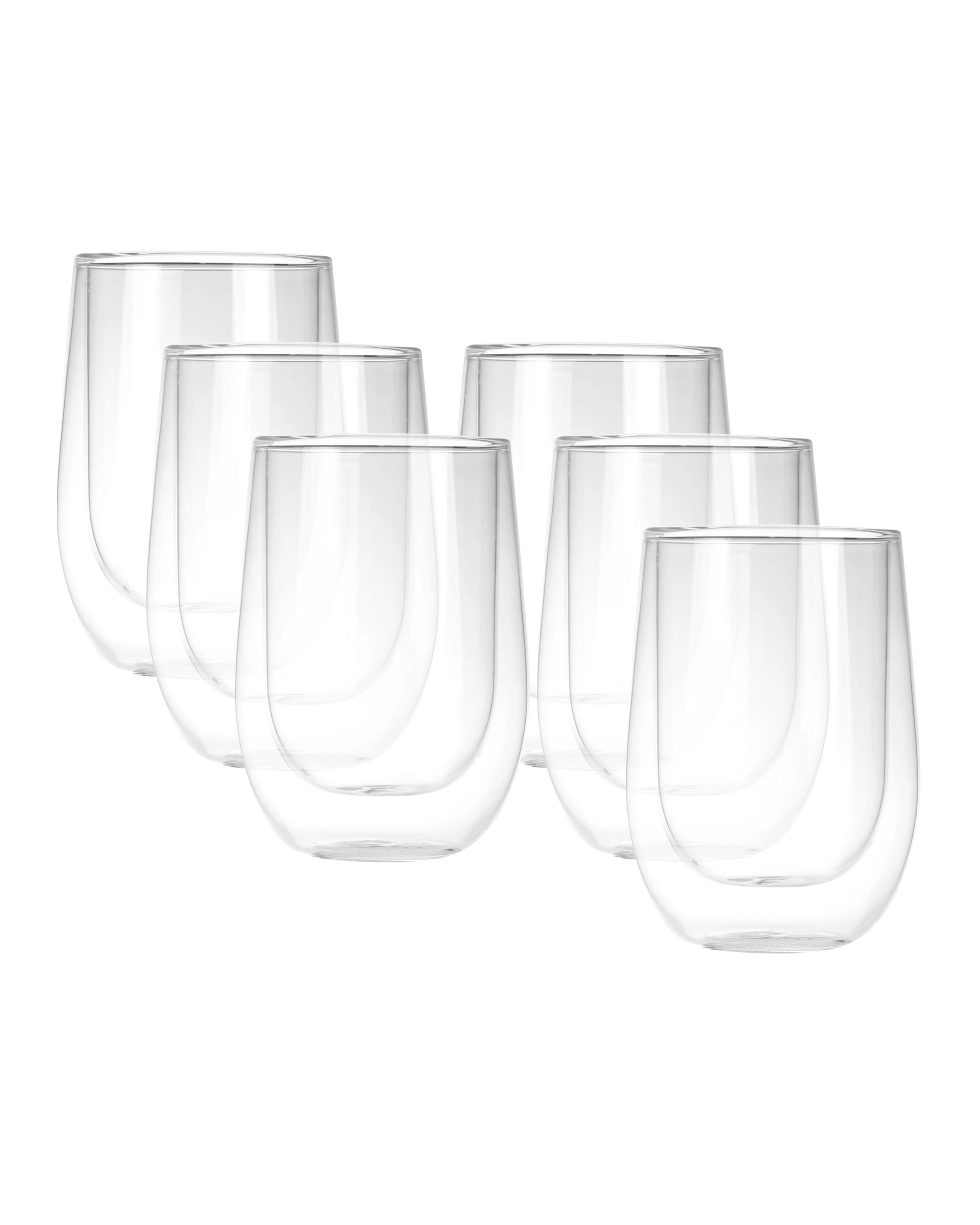 1 Sherwood Home Double Wall Coffee Glass Set of 6 x 290ml Cups - Clear, 1 of 5