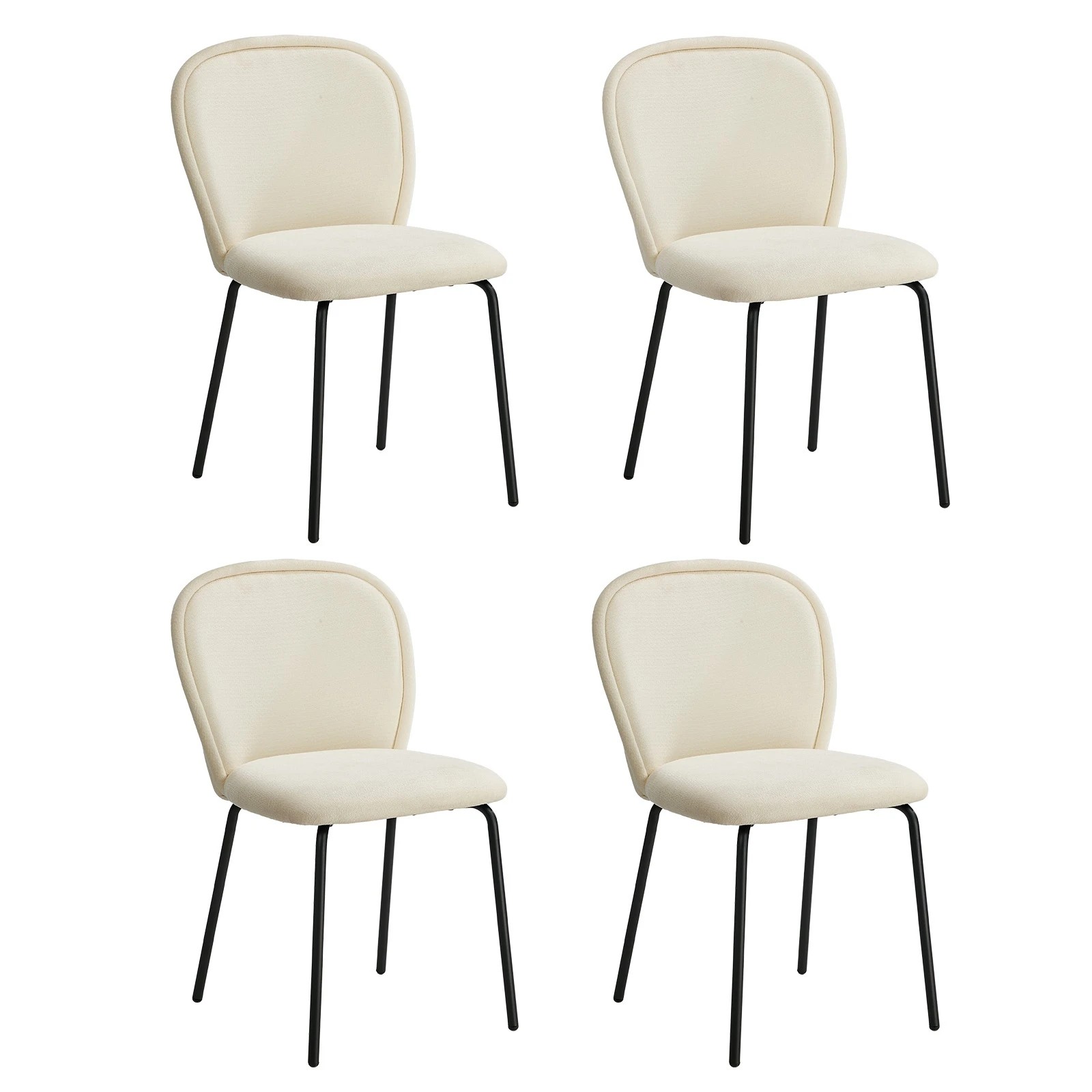 1 Oikiture 4x Dining Chairs Kitchen Accent Chairs Chenille Pad Metal Legs - Beige, 1 of 9