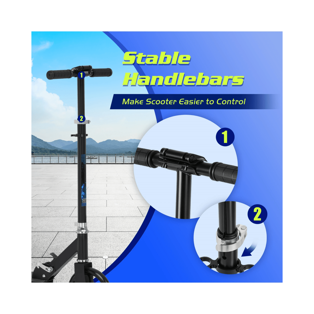 9 Advwin Folding Kids Kick Scooter w/ Big Wheel & Adjustable Height Blue, 9 of 10