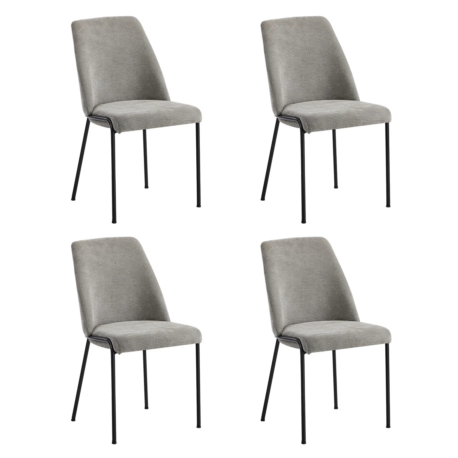 3 Oikiture Set of 4 Dining Chairs Chenille Fabric Kitchen Chair Padded Seat - Grey, 3 of 9