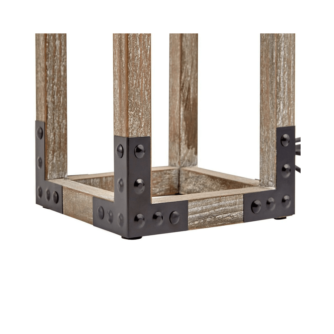 4 BR Home Wooden Table Lamp with Modern Rustic Geo Industrial Design, 4 of 8