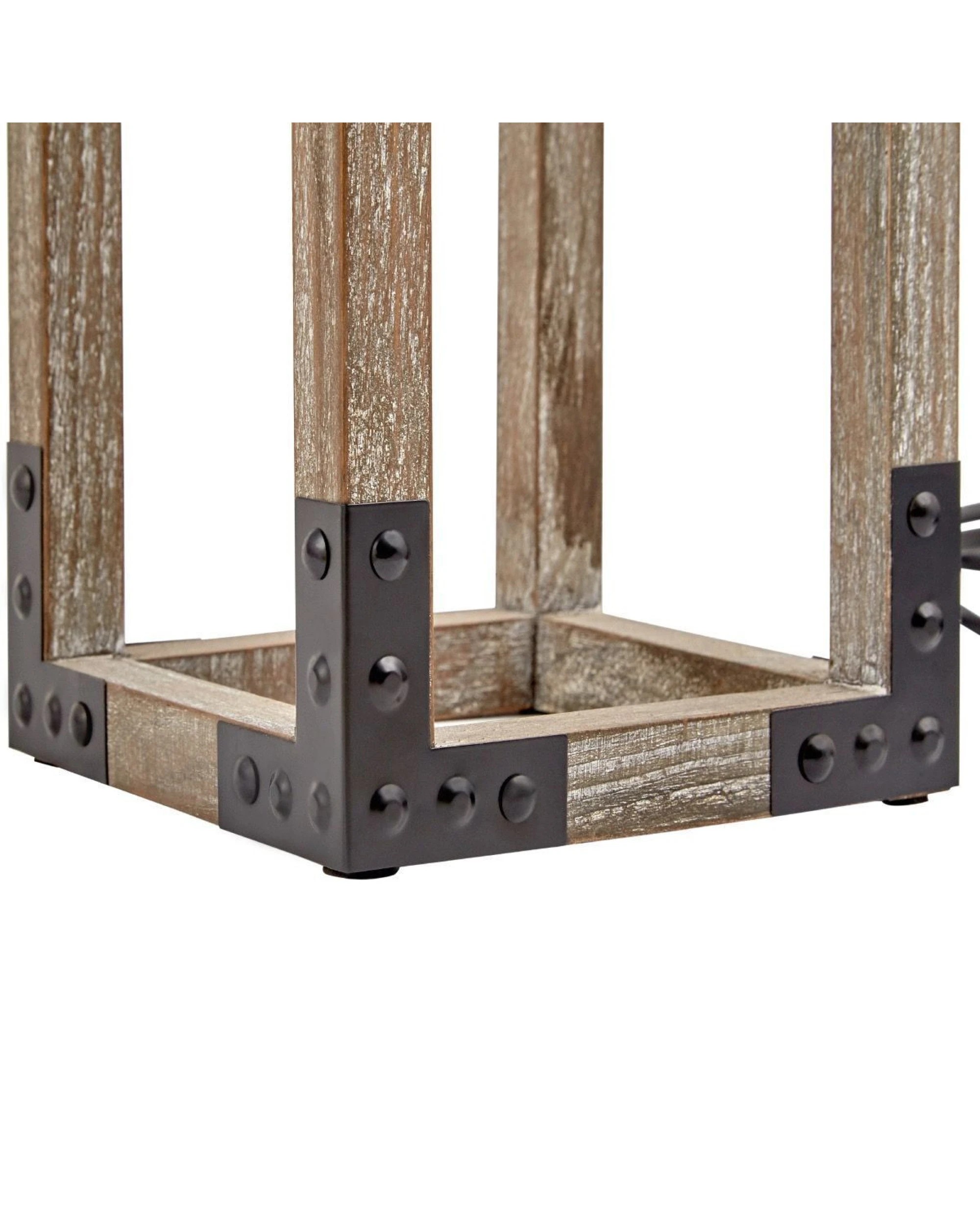 4 BR Home Wooden Table Lamp with Modern Rustic Geo Industrial Design, 4 of 7