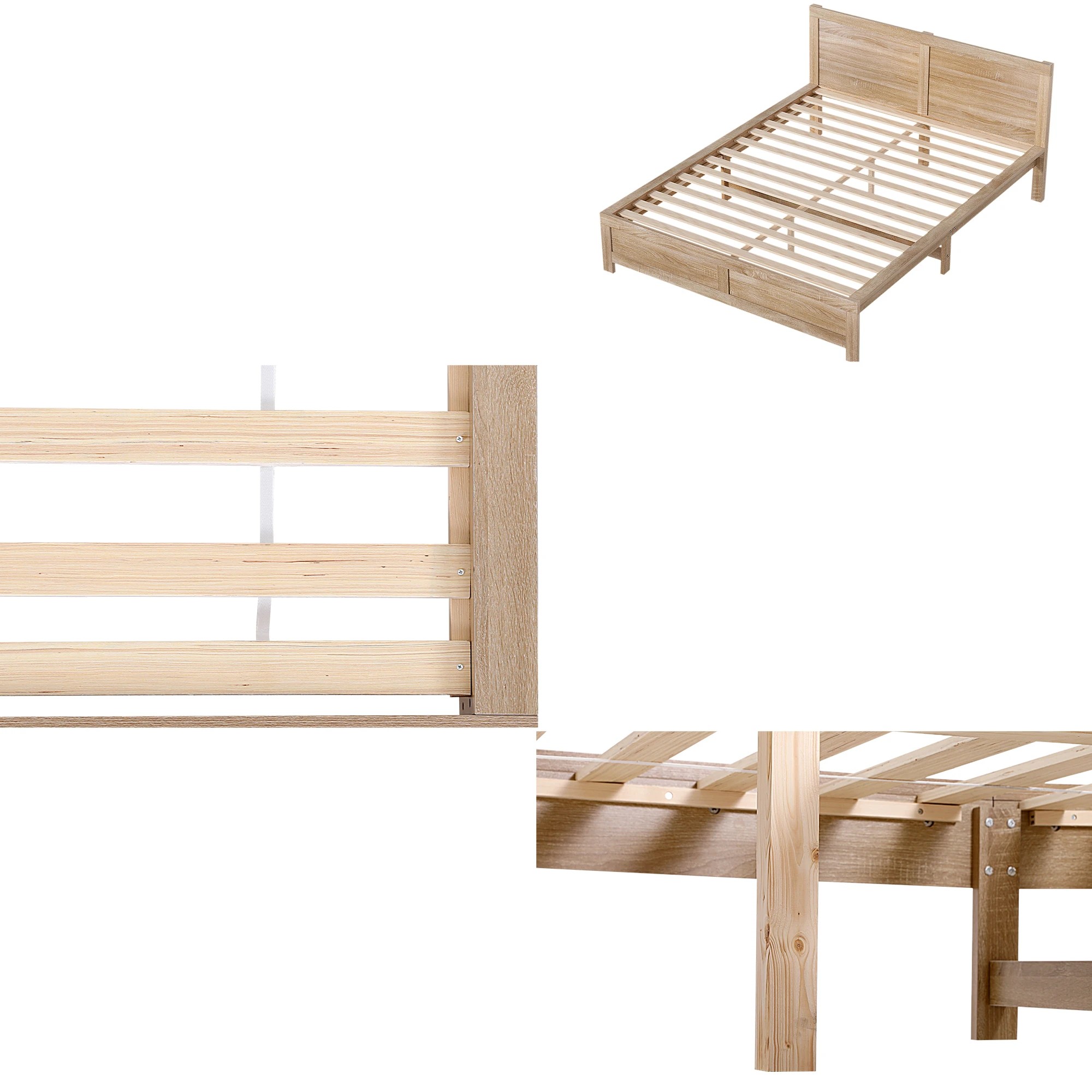 7 Artiss Queen Size Bed Frame with 2 Drawers Bedroom Furniture - Brown, 7 of 8