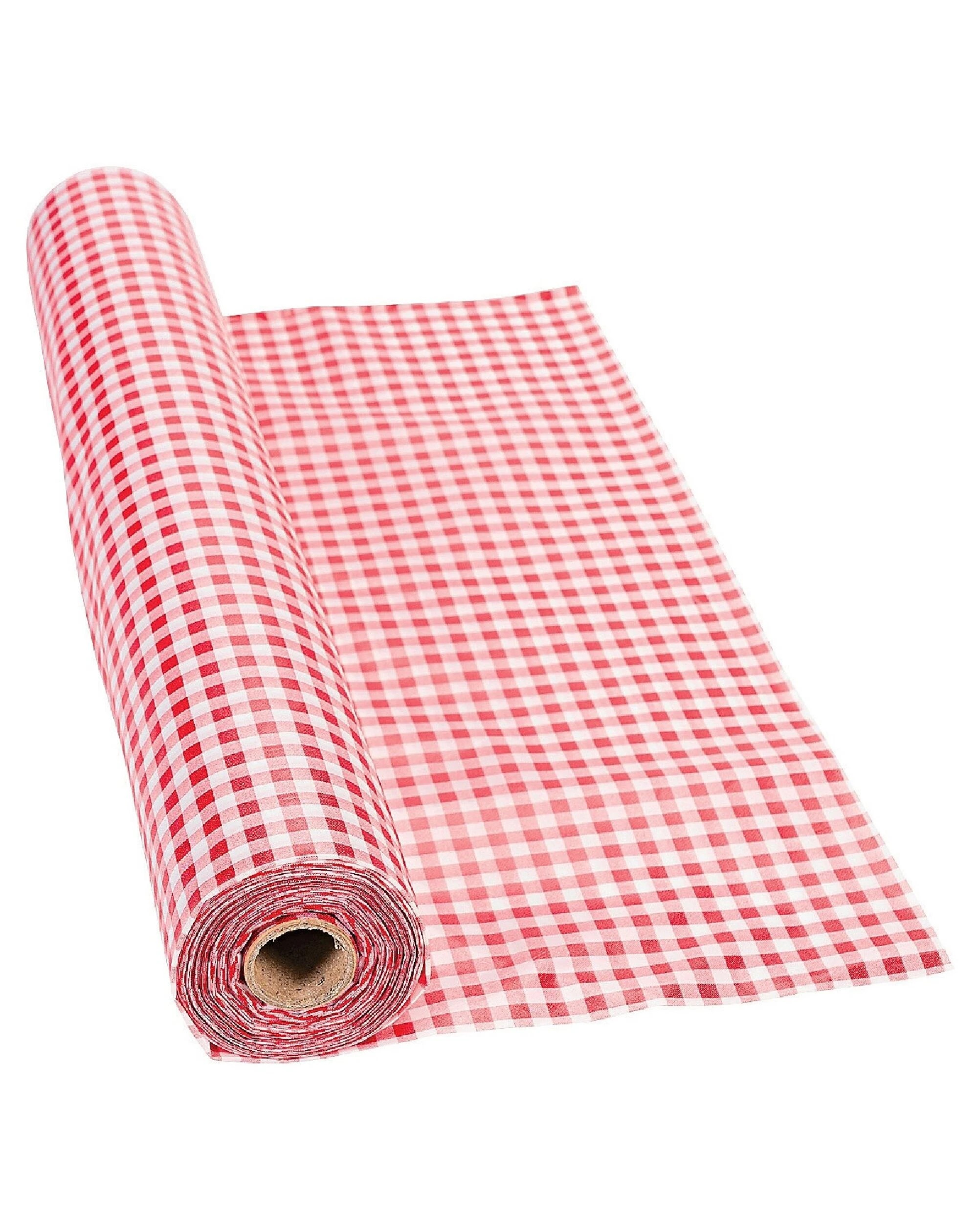 1 Partyrama Red Gingham Plastic Table Roll Tablecloth 30m - Red Gingham, 1 of 1
