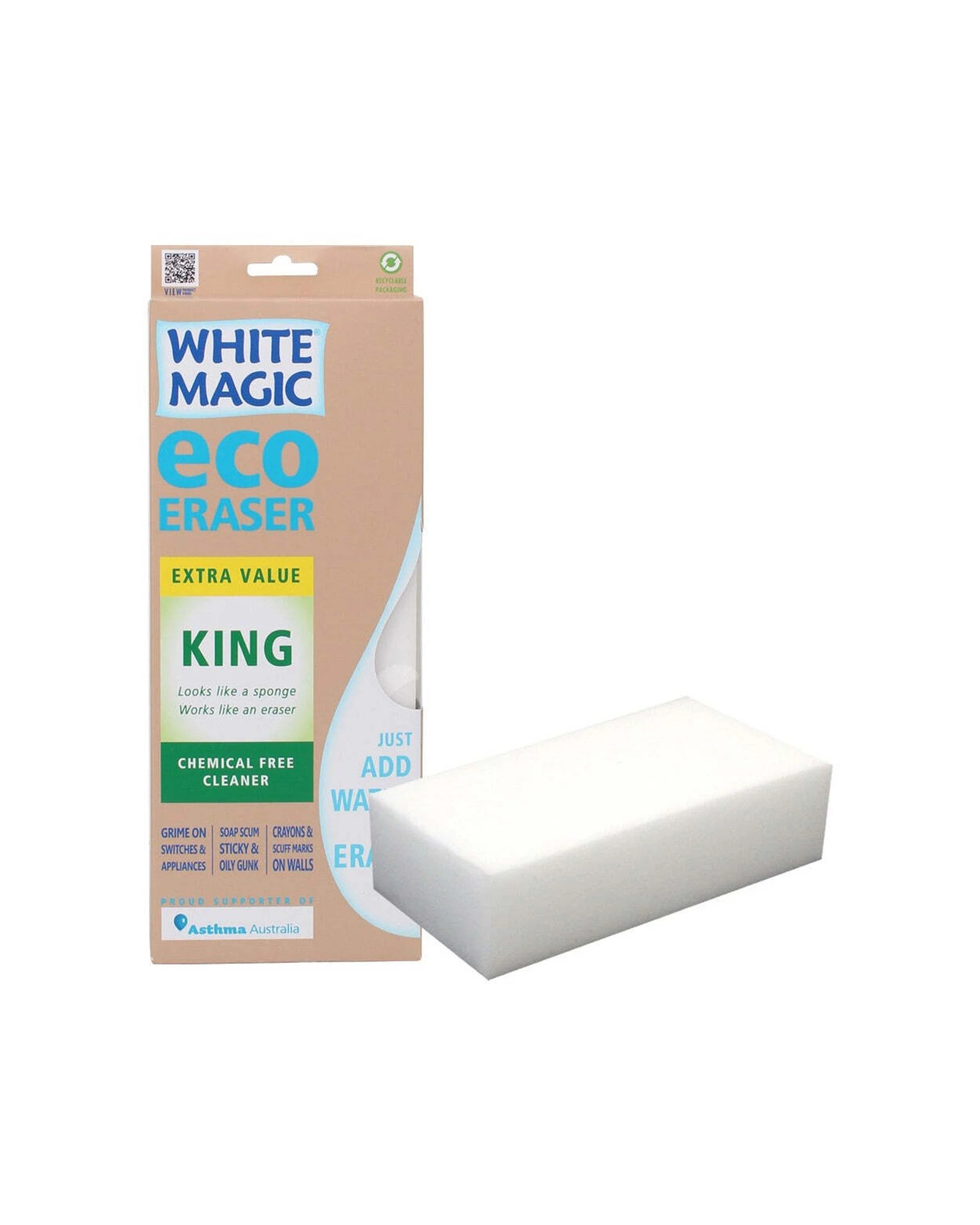 1 White Magic Eraser 28cm Sponge Cleaner Rectangle King - White, 1 of 1