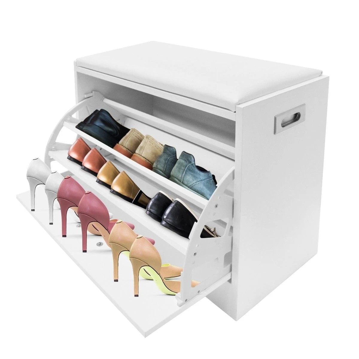 6 Ausway PU Leather Shoe Storage Bench 15 Pairs Wooden Shoe Cabinet, 6 of 6