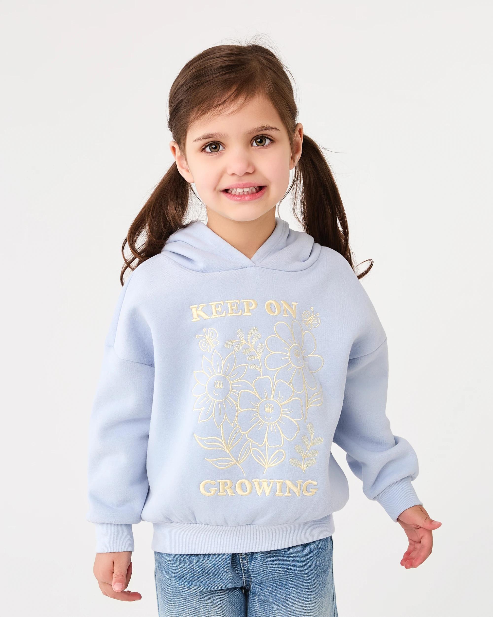 1 Oversized Sequin Embroidered Hoodie Blu Floral, 1 of 8