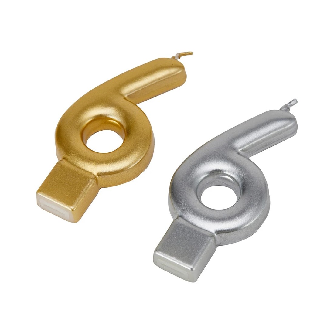 4 Metallic Candle Number 6 - Assorted, 4 of 6