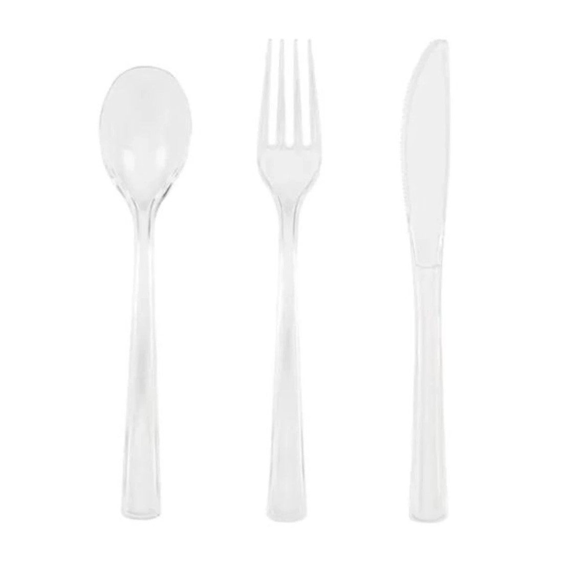 1 Unique Clear Reusable Plastic Cutlery (Pack of 18), 1 of 2