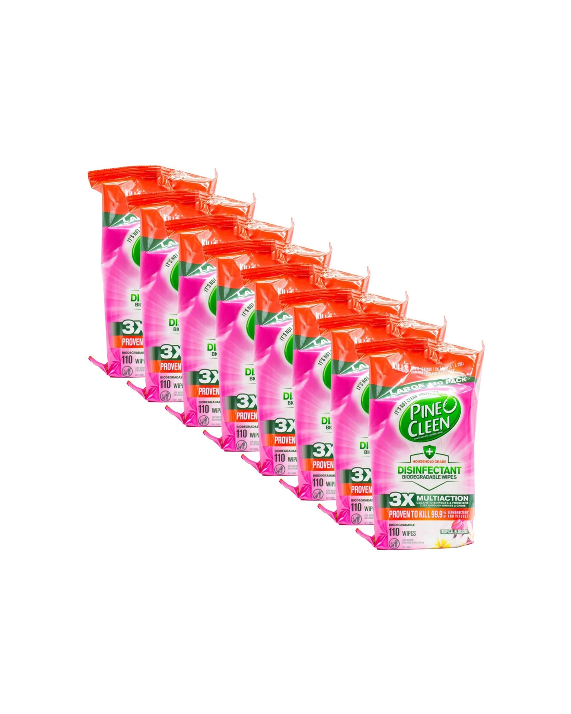 1 Pine O Clean 8x 110pc Biodegradable Disinfectant Wipes Tropical Bloss - Multi, 1 of 3
