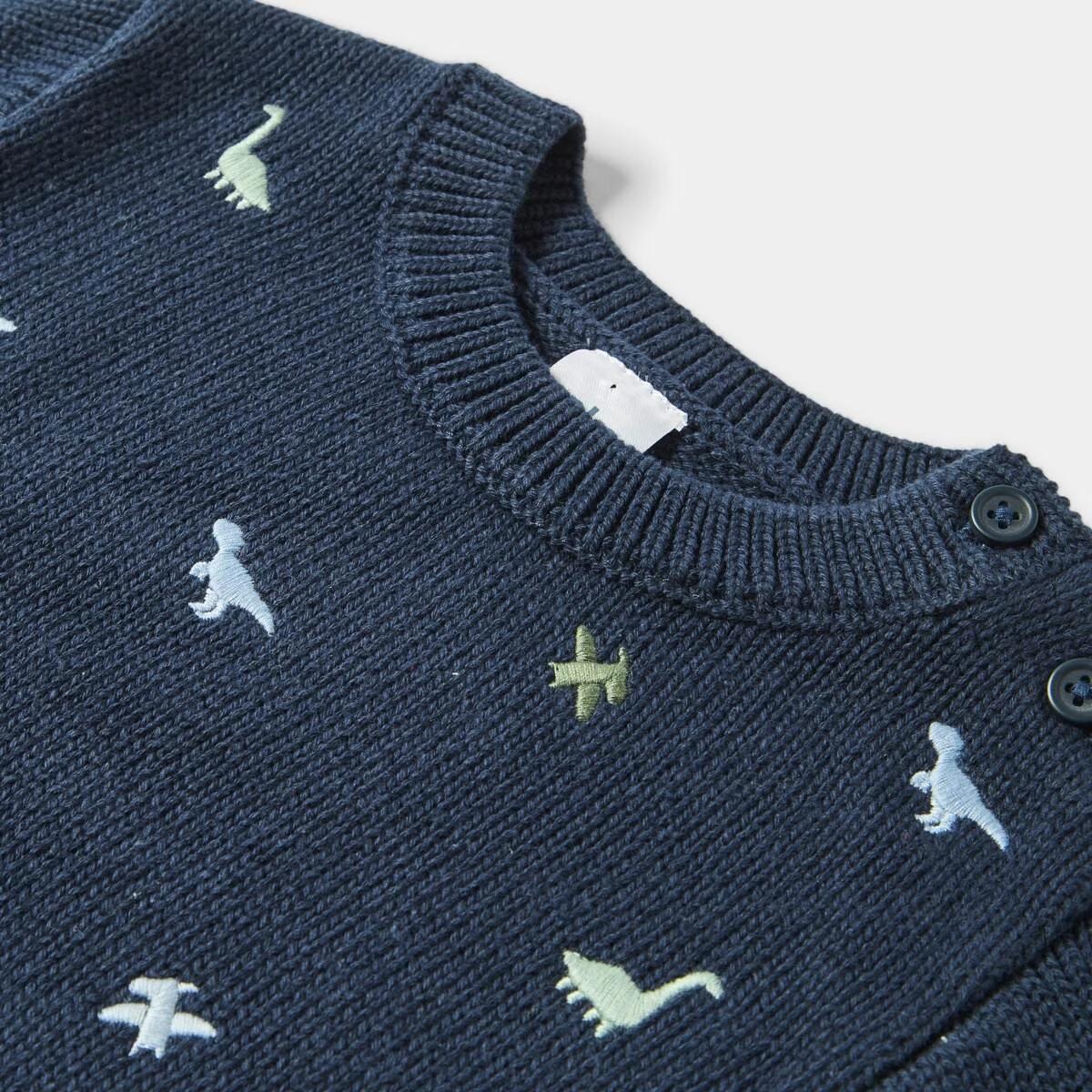3 Applique Knit Top Nvy Dino, 3 of 3