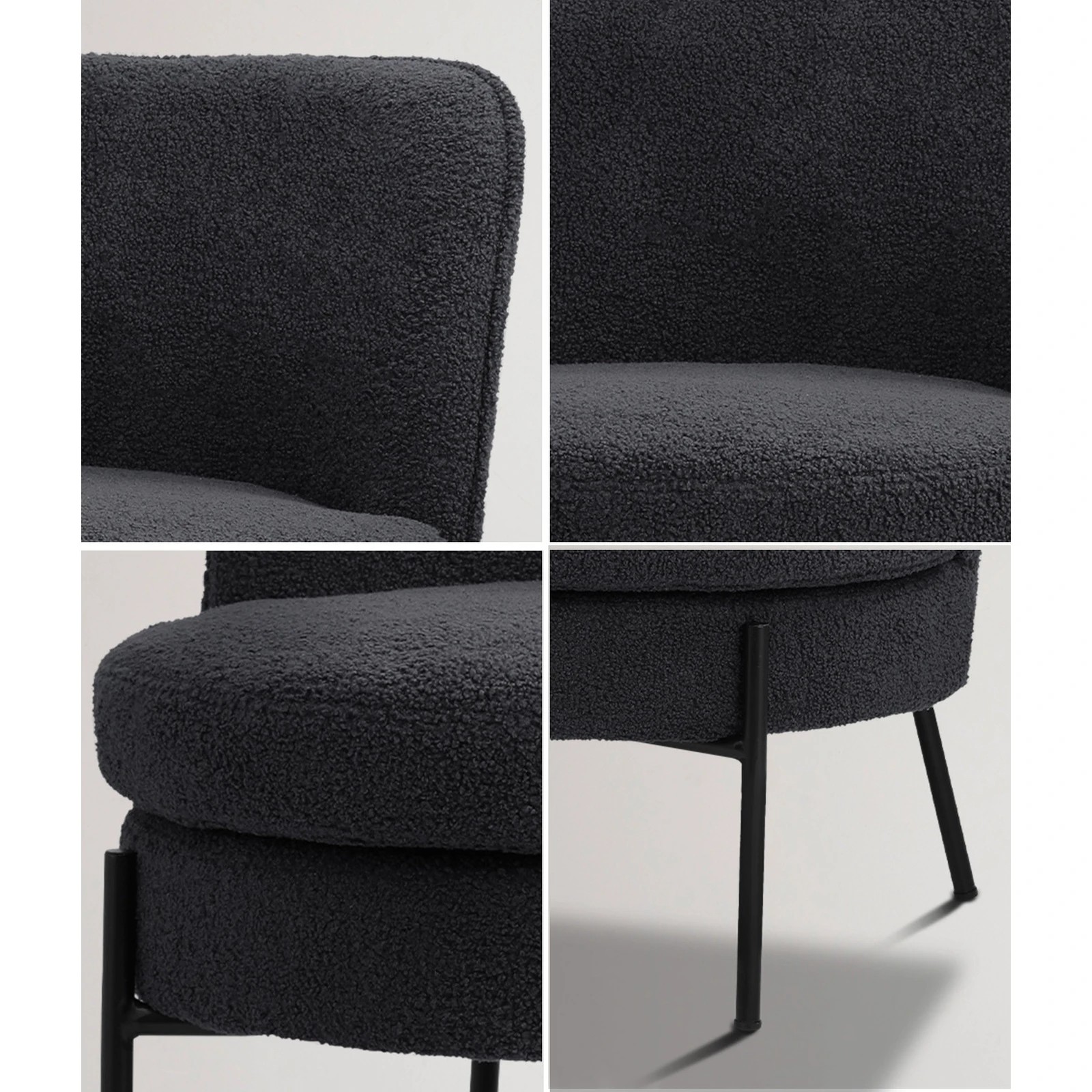 5 Oikiture Armchair Lounge Chair Accent Couch Chairs Padded Sofa Boucle - Charcoal, 5 of 7