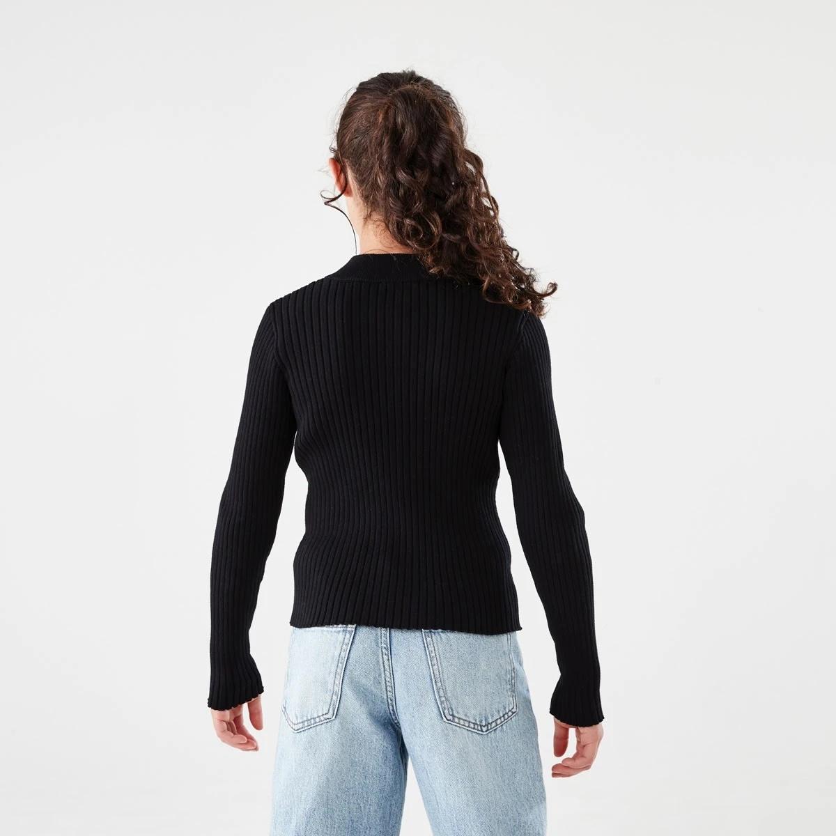 2 Rib Zip Through Cardigan BLACK, 2 of 7