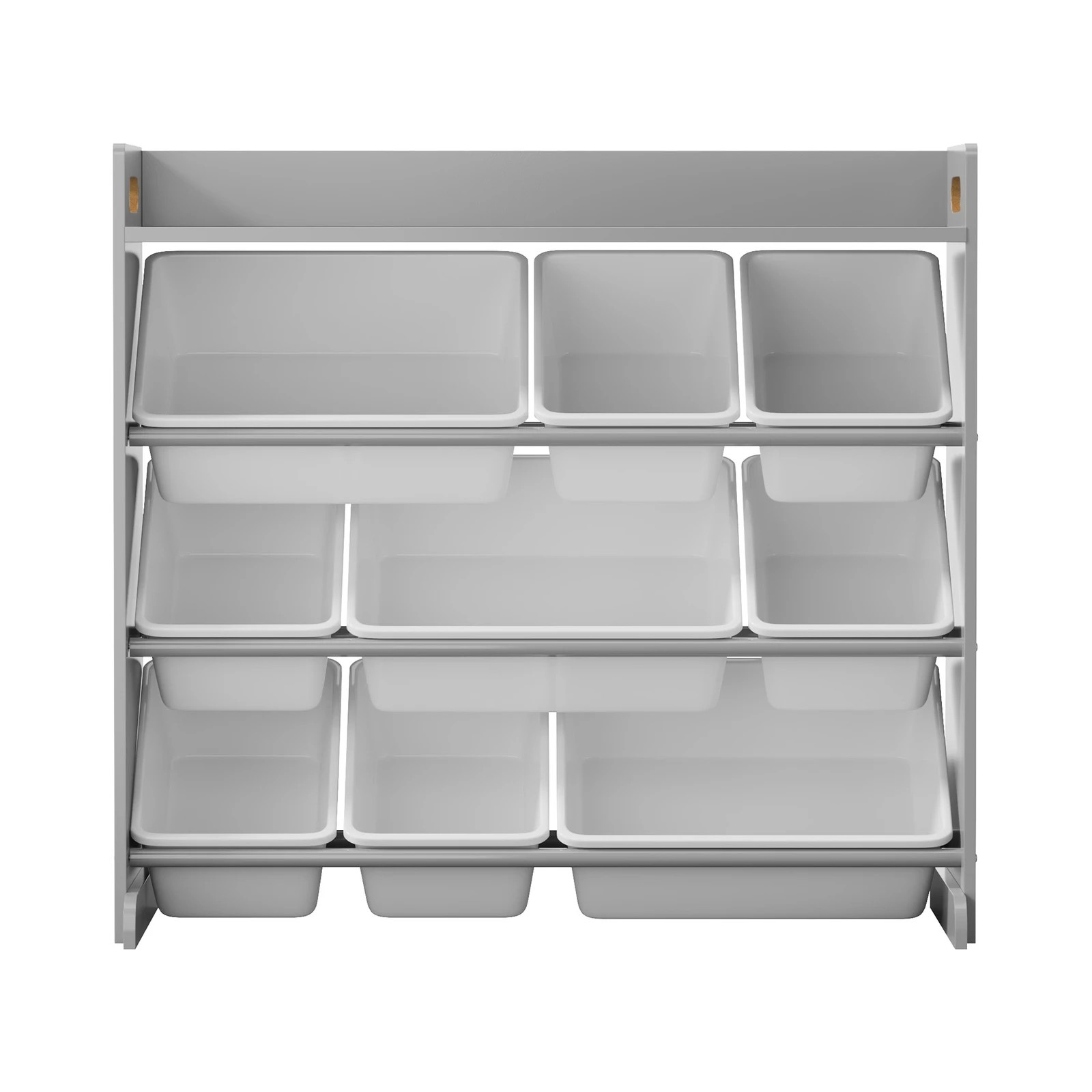 9 Oikiture 9 Bins Kids Toy Box Bookshelf Storage Organiser Display Shelf - Grey, 9 of 9