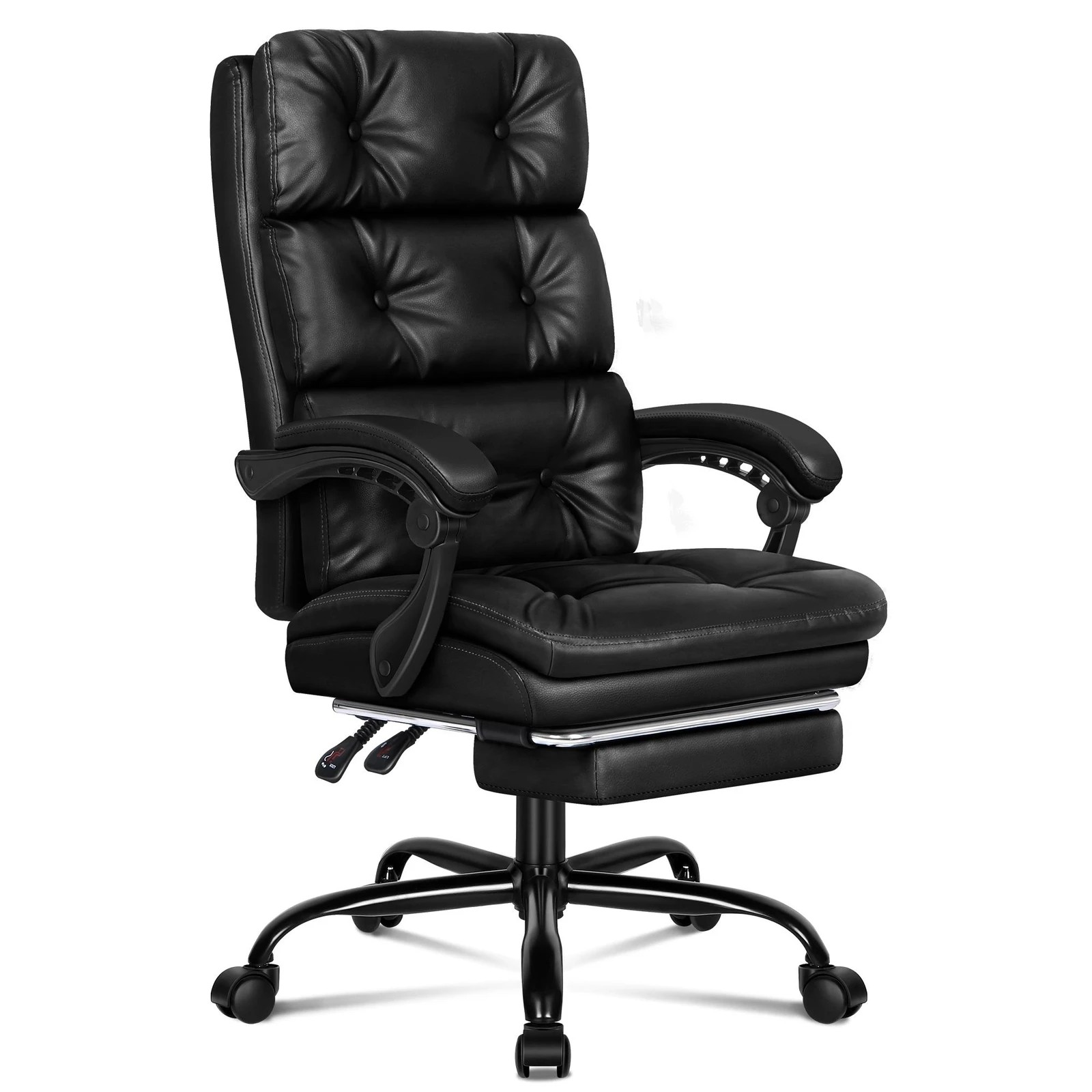 1 Alfordson Office Chair Executive Computer PU Leather Seat Work Recliner Gaming - Black, 1 of 10