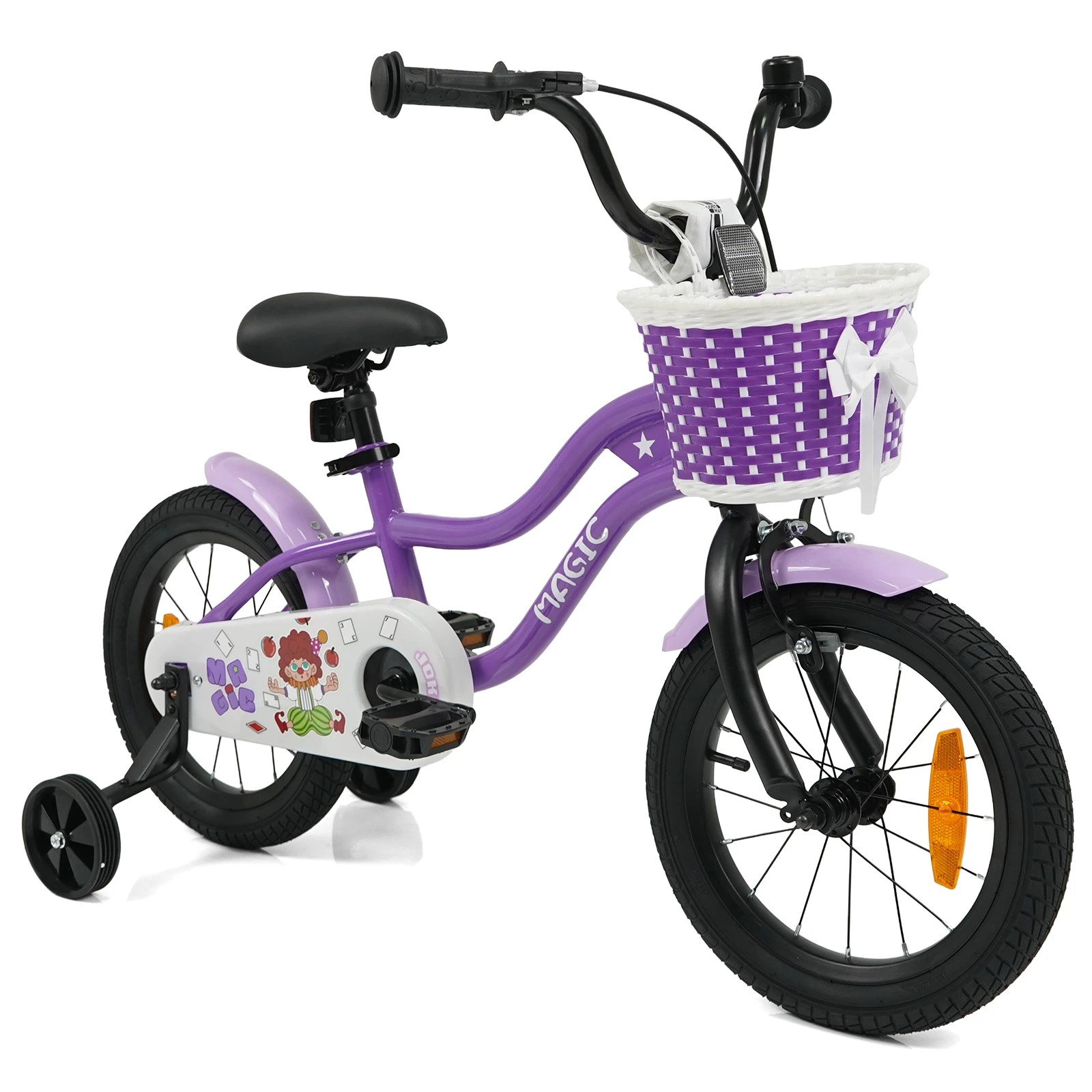 1 Costway 35cm Kid Bicycle Dual Brake Balance Bike Ride on w/Training Wheels Adjustable Seat - Purple, 1 of 3