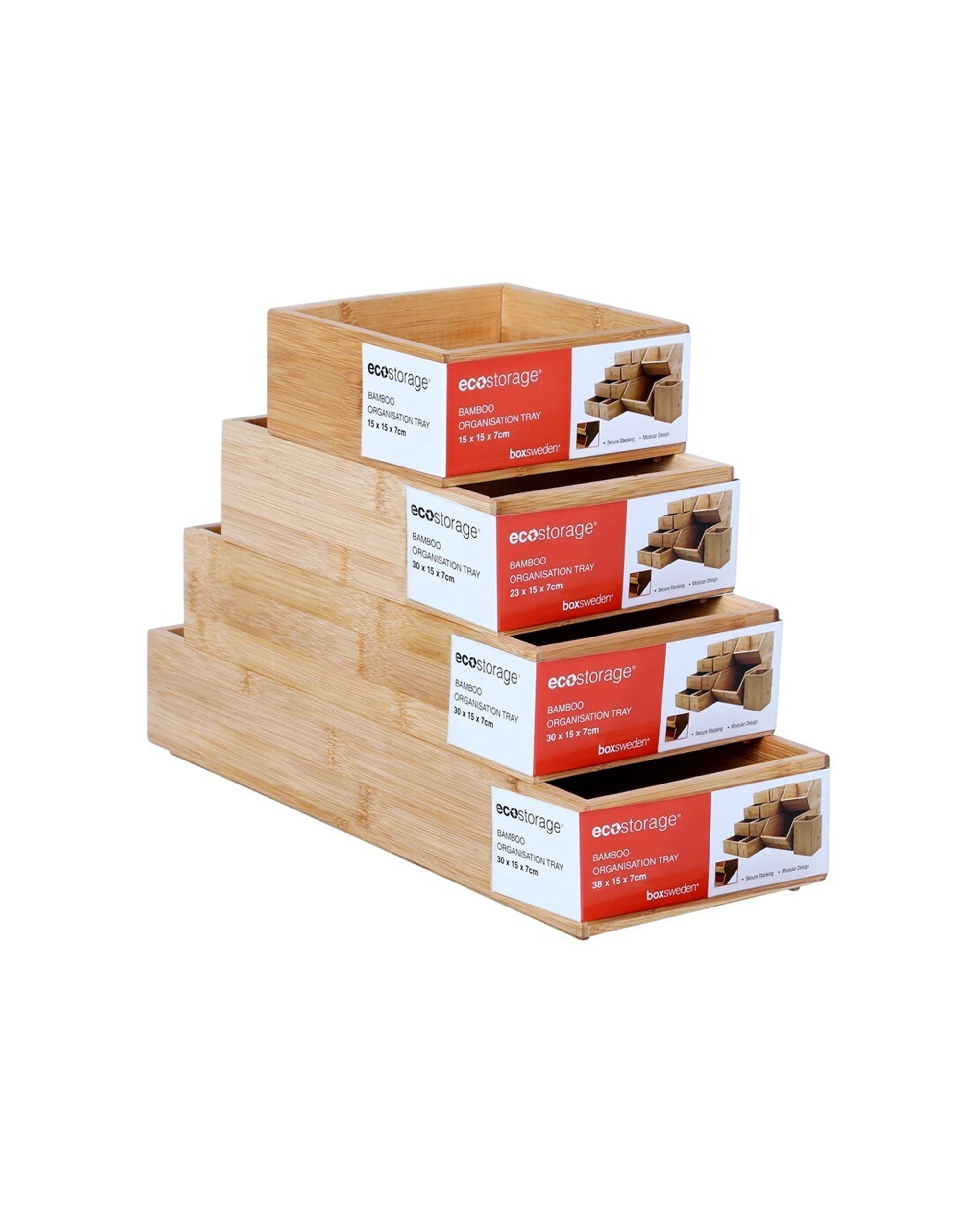 3 Boxsweden Bamboo Organisation Tray 23x15cm Storage Organiser Holder Container
 - Natural, 3 of 6