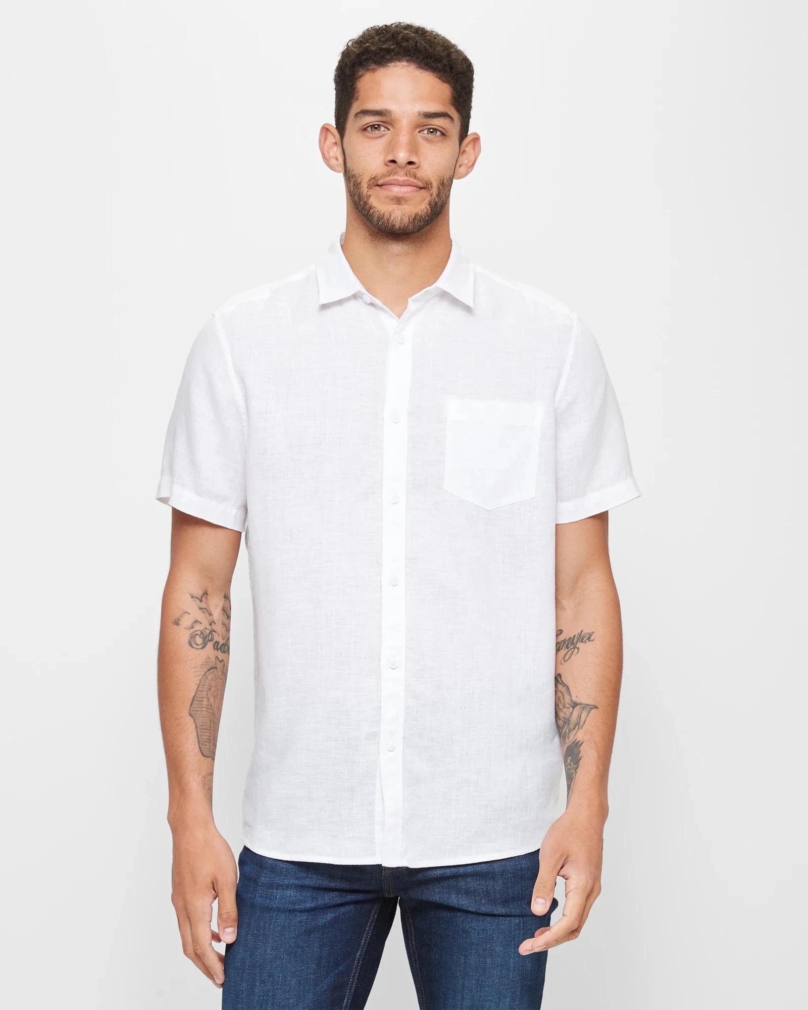 1 Target European Linen Shirt WHITE, 1 of 5