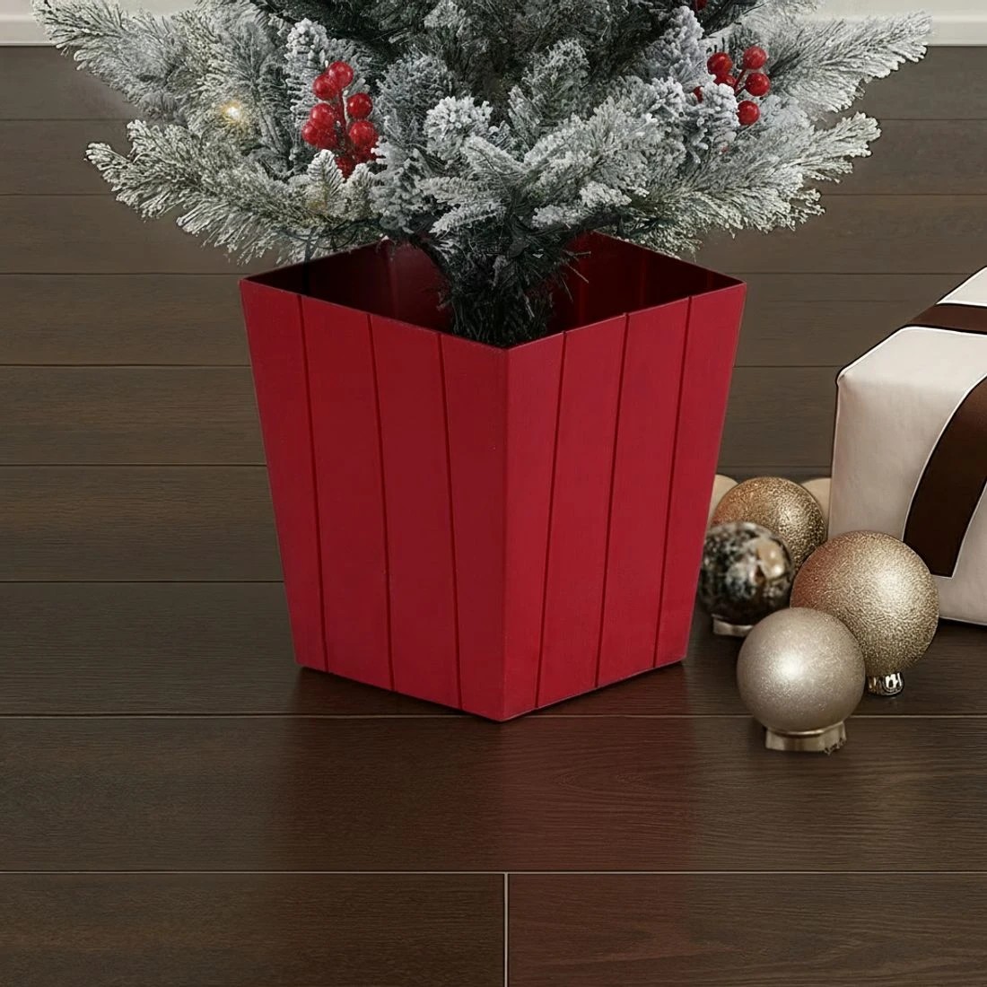 6 Jingle Jollys Christmas Tree 1M LED Potted Xmas Party Decor  Barries Flocked - White, 6 of 7