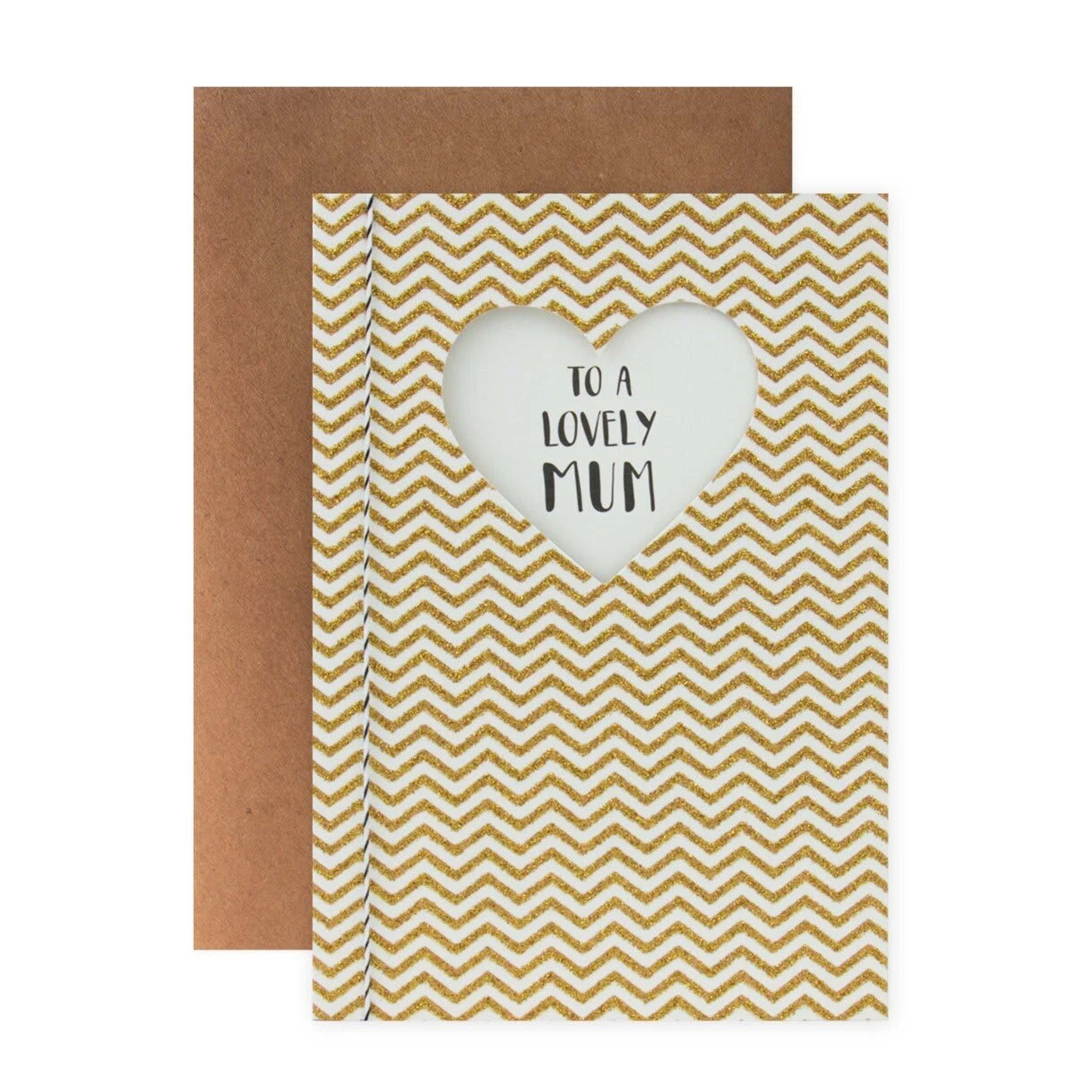 1 Connections from Hallmark Birthday Card for Mum - Gold Glitter Chevron, 1 of 3