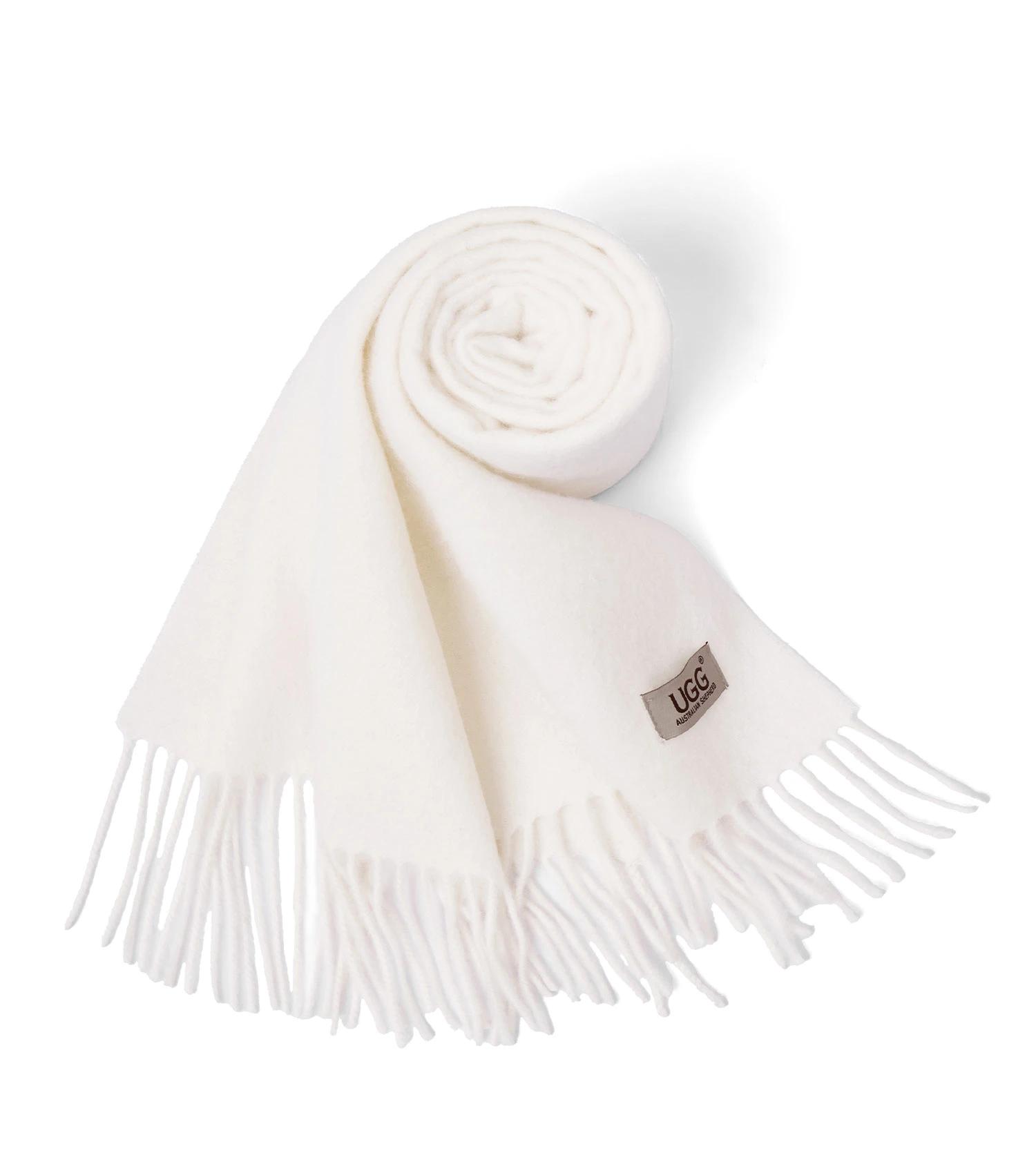 5 Australian Shepherd UGG Fealara 100% Wool Plain Scarf MILKY WHITE, 5 of 5