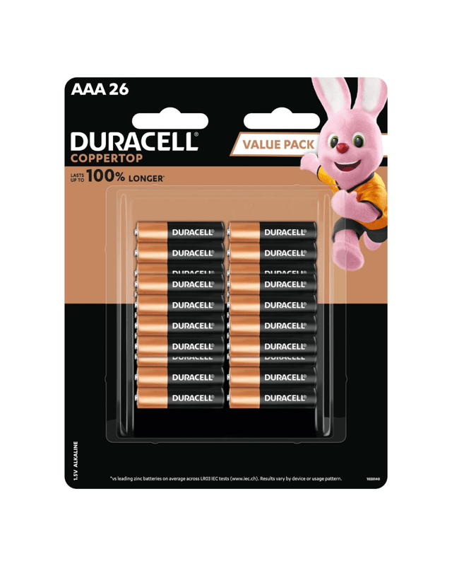 Duracell Coppertop Alkaline AAA 26 Pack Batte