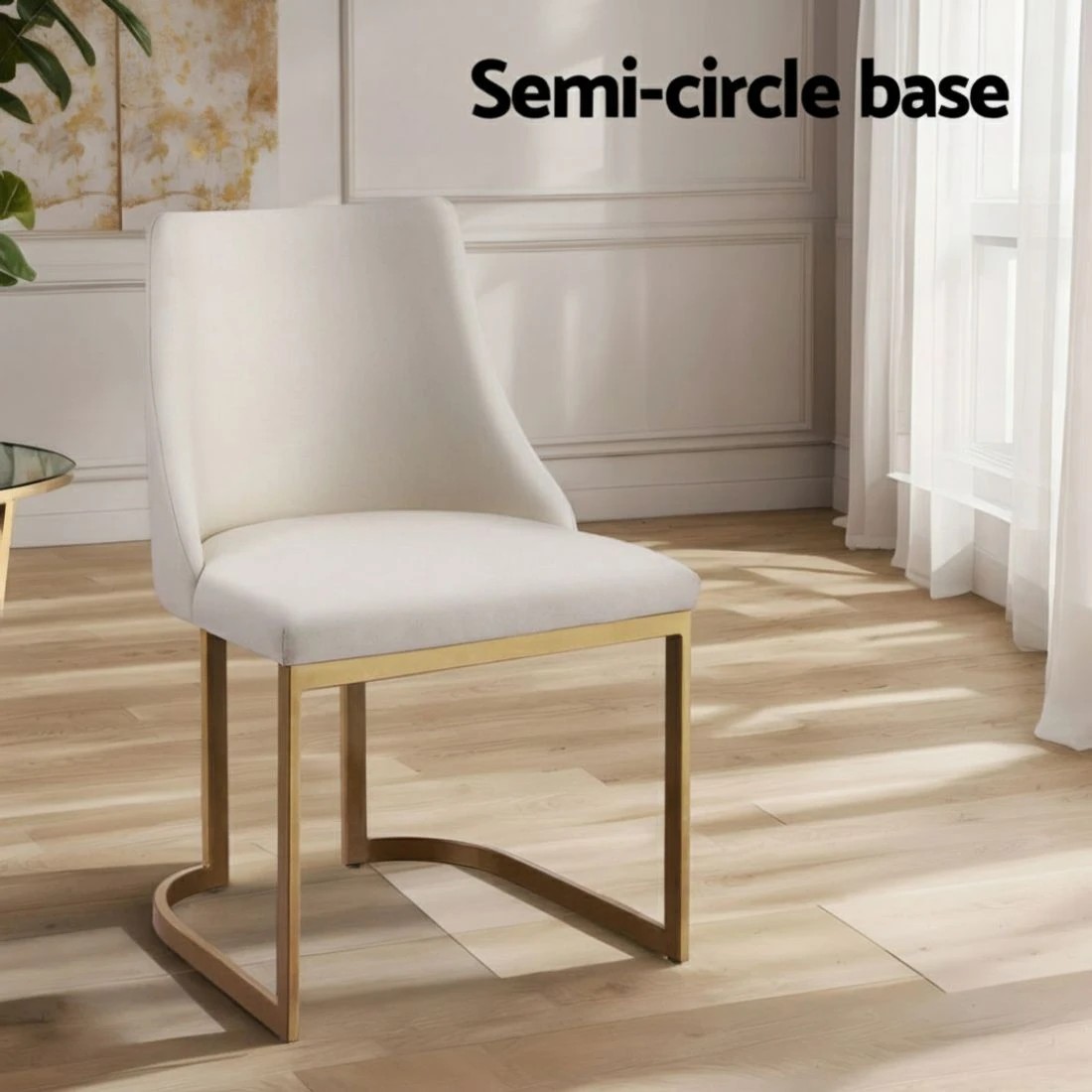 3 Artiss Dining Chairs Set of 4 Linen Fabric Frame - White, 3 of 5