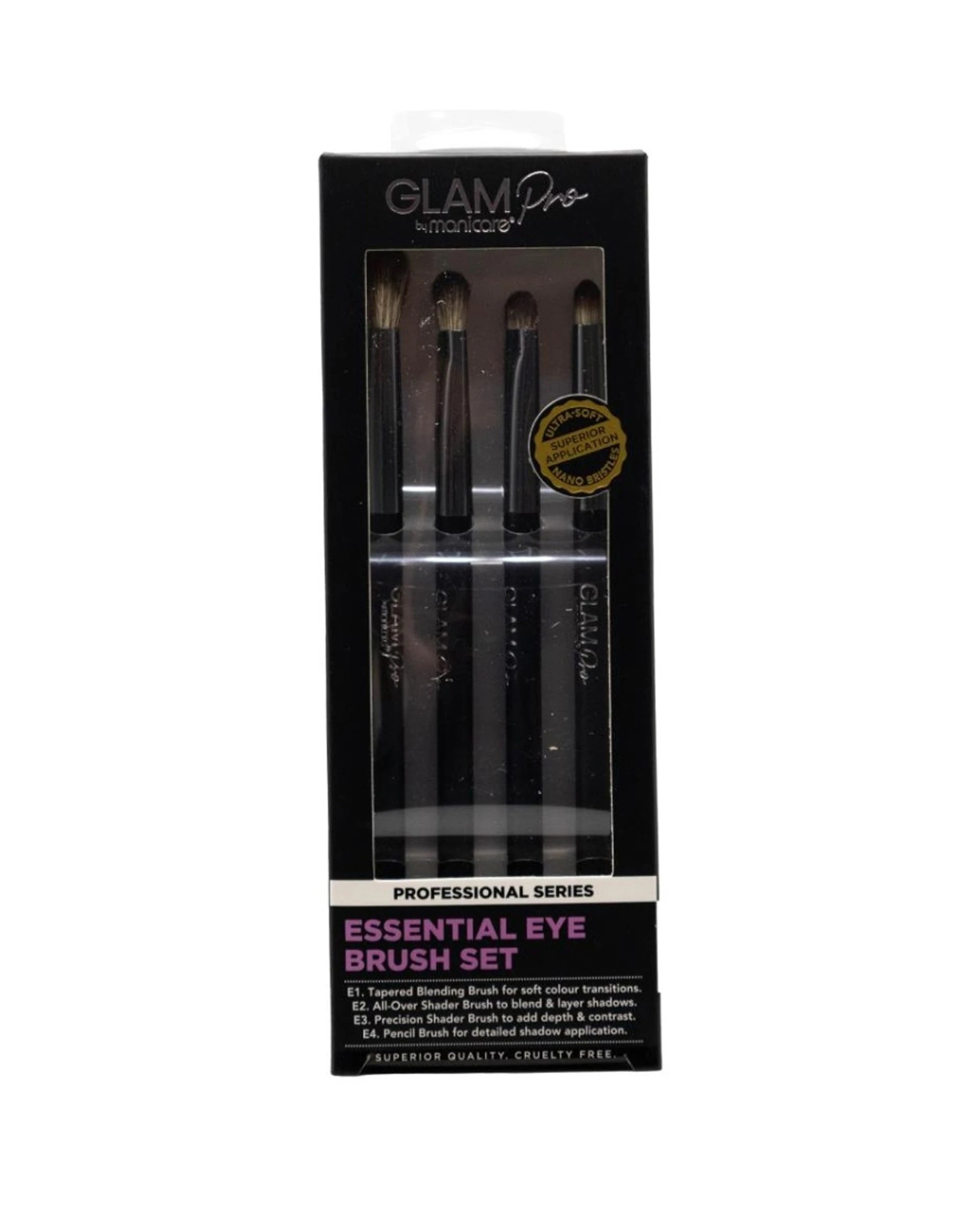 2 Manicare Glam Pro Essential Eye Brush Set 6PK Professional Series - Black, 2 of 4