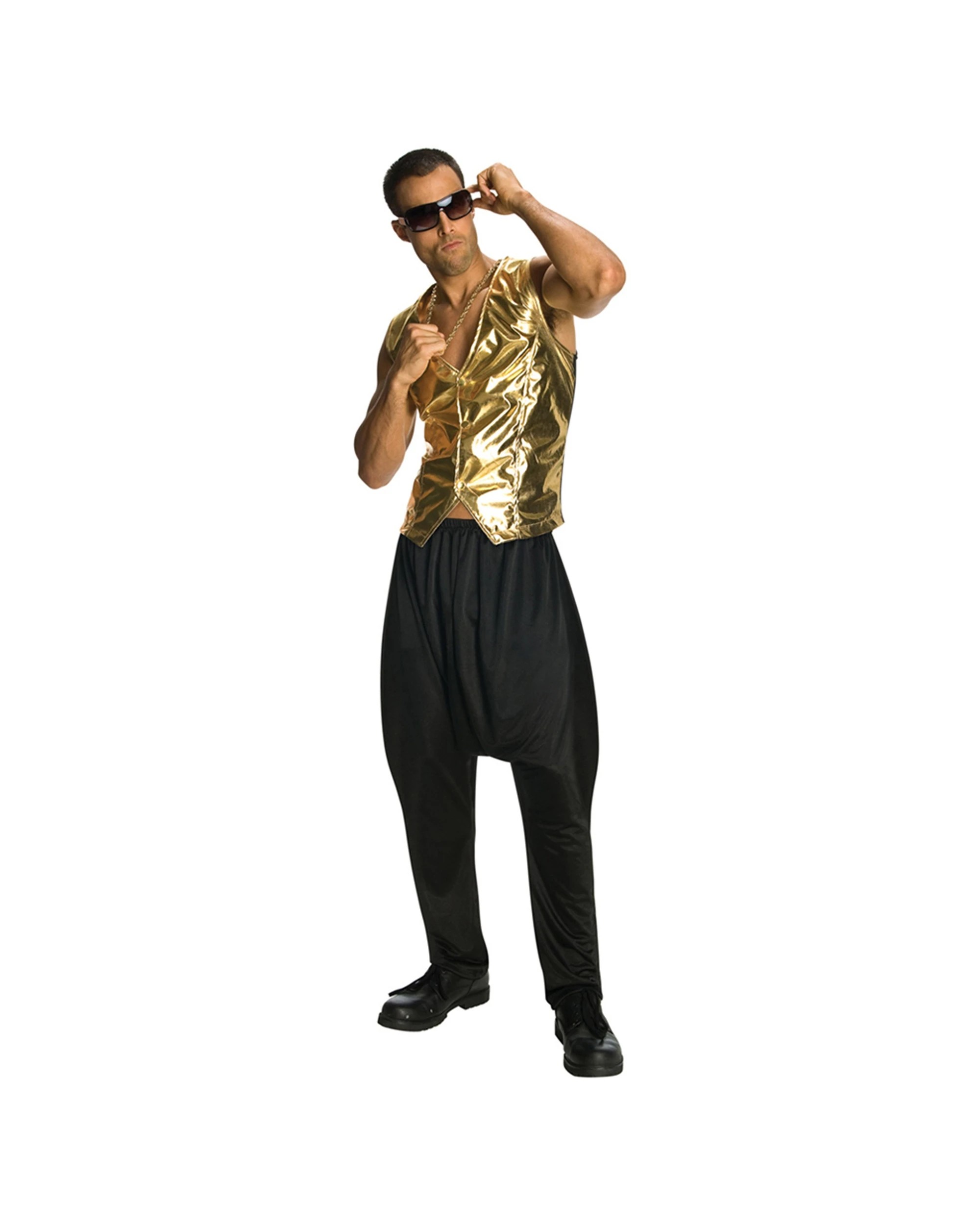 1 Rubies Rapper Vest Dress Up Party Costume Size Standard - Gold, 1 of 2