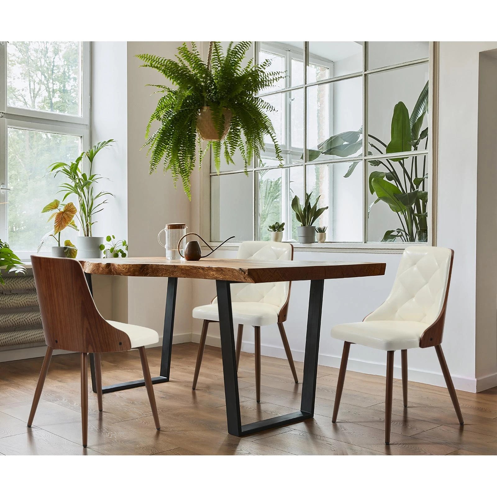 3 Oikiture 2pcs Dining Chairs Kitchen Accent Lounge Pu Leather
 - White, 3 of 10