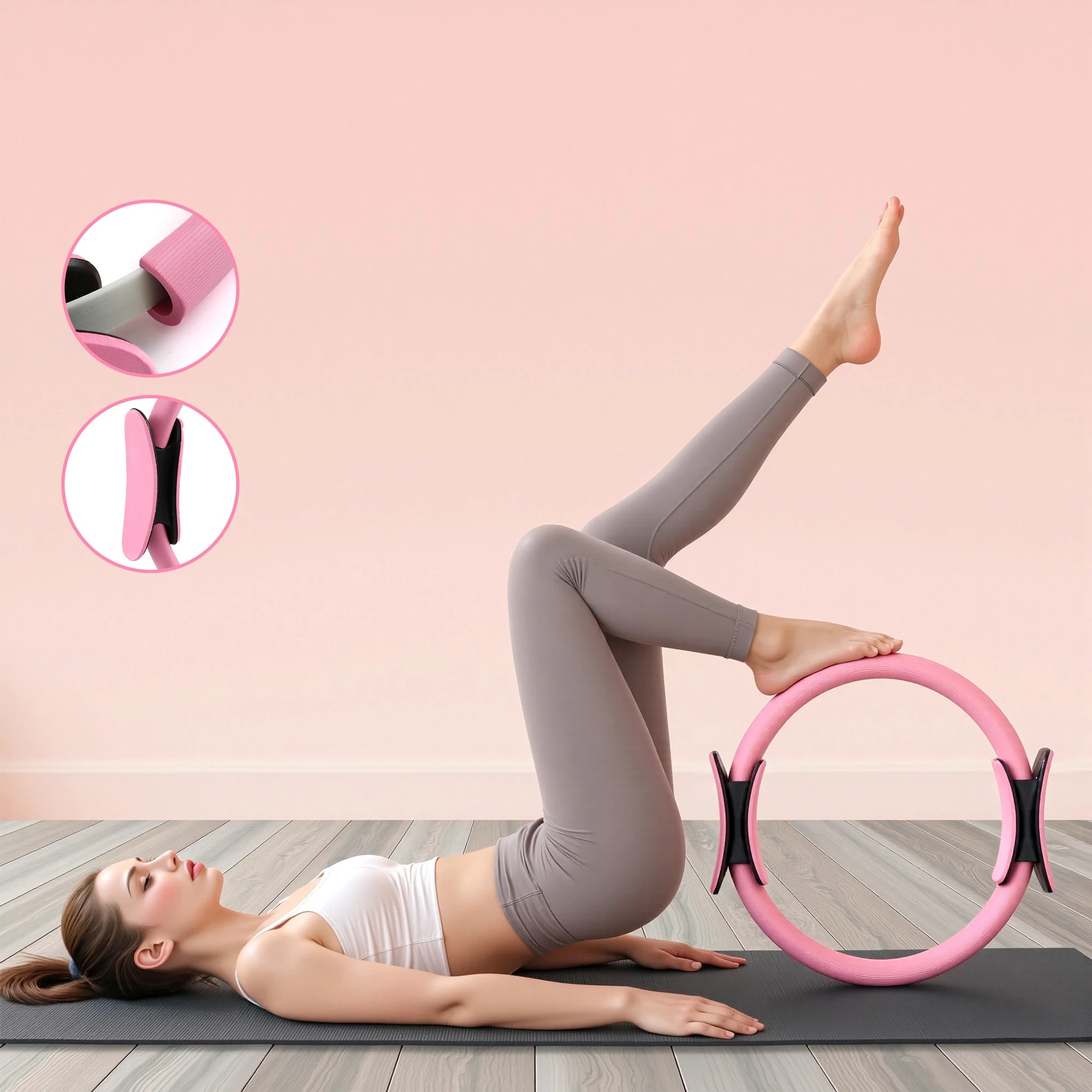 5 Everfit Pilates Ring Set 15Pcs Home Workout Fitness Equipment Yoga Ball Socks Starter Kit - Pink, 5 of 9