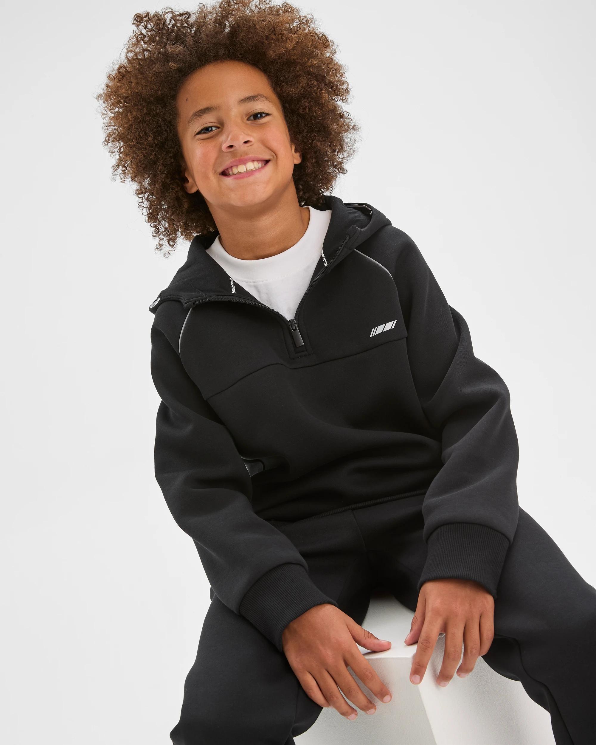 1 Target Kids Active Australian Cotton Blend Popover Hooded Jumper BLACK, 1 of 7