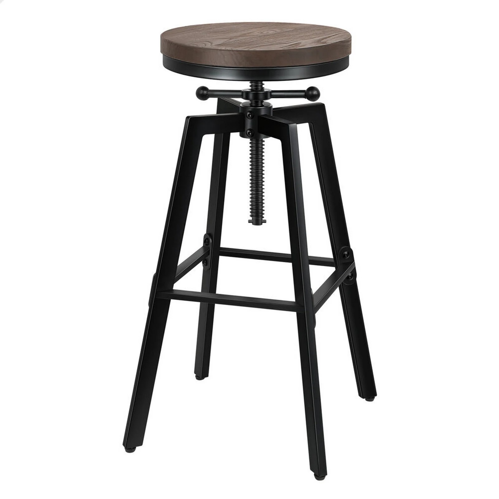 1 Alfordson 1x Bar Stool Retro Kitchen Vintage Chair Industrial Rustic Ezra - Black, 1 of 8
