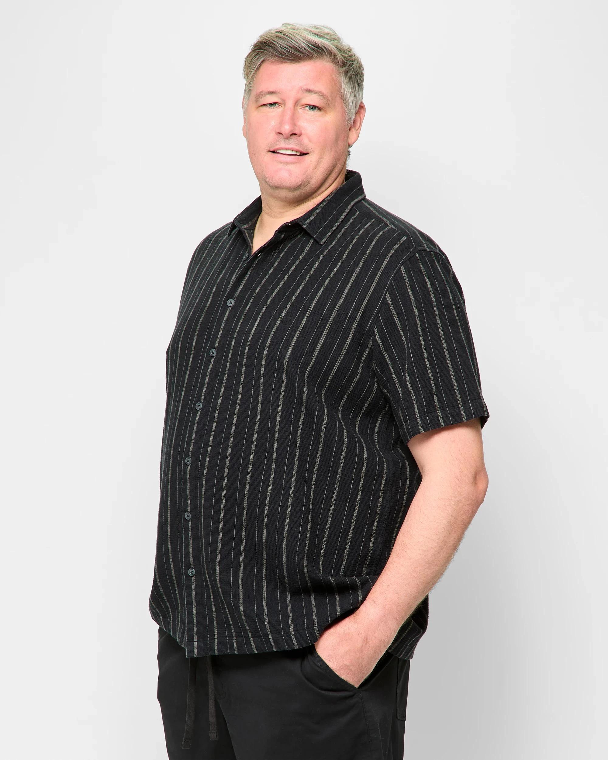 3 Target Plus Size Australian Cotton Textured Stripe Shirt BLACK, 3 of 5