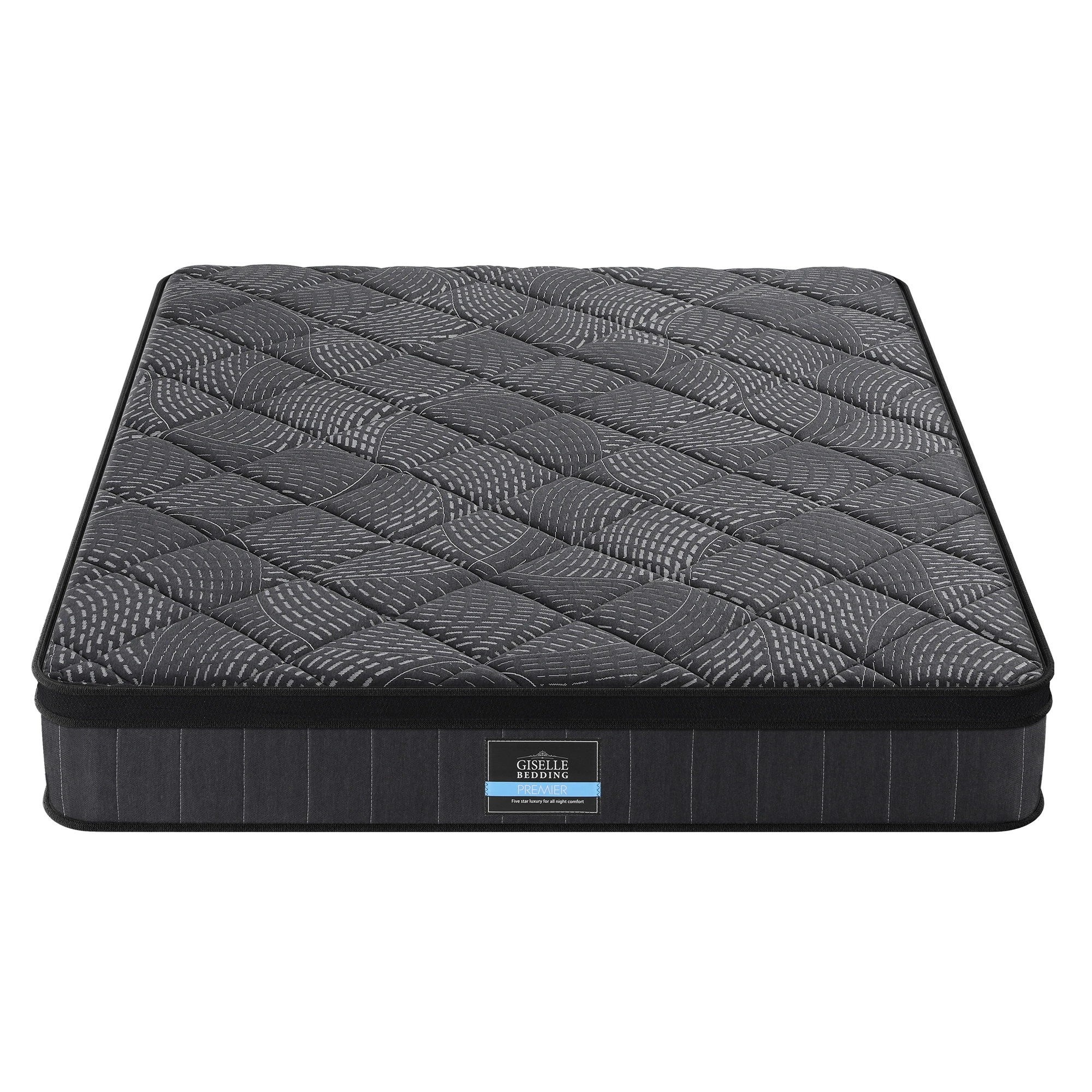 1 Giselle Bedding Double Mattress 25cm Pocket Spring Latex Euro Top Medium Firm - Double Bed - Black, 1 of 3