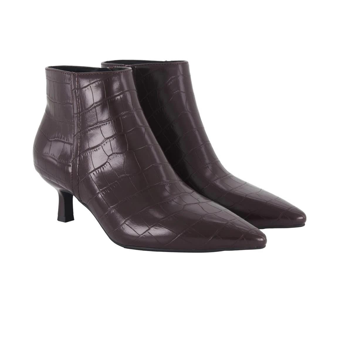 4 Kitten Heel Ankle Boots Croc Brown, 4 of 4