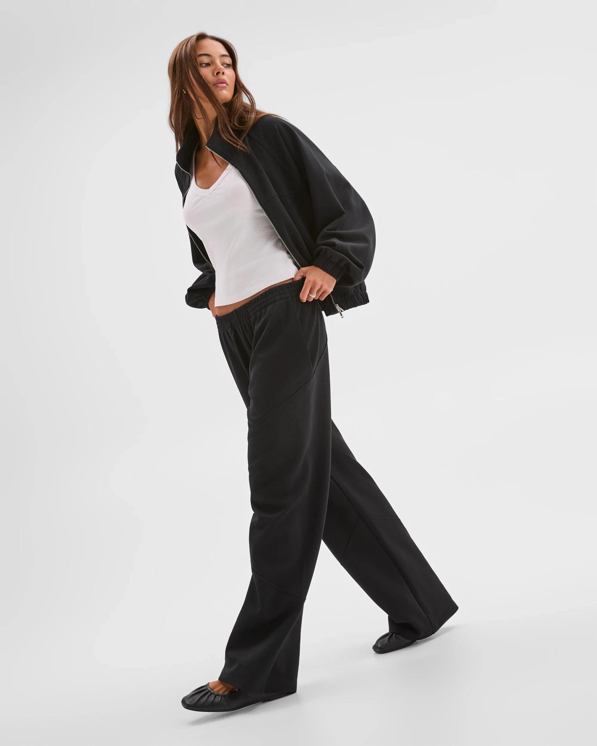 3 Lily Loves Australian Cotton Blend Angled Pocket Trackpants BLACK, 3 of 6
