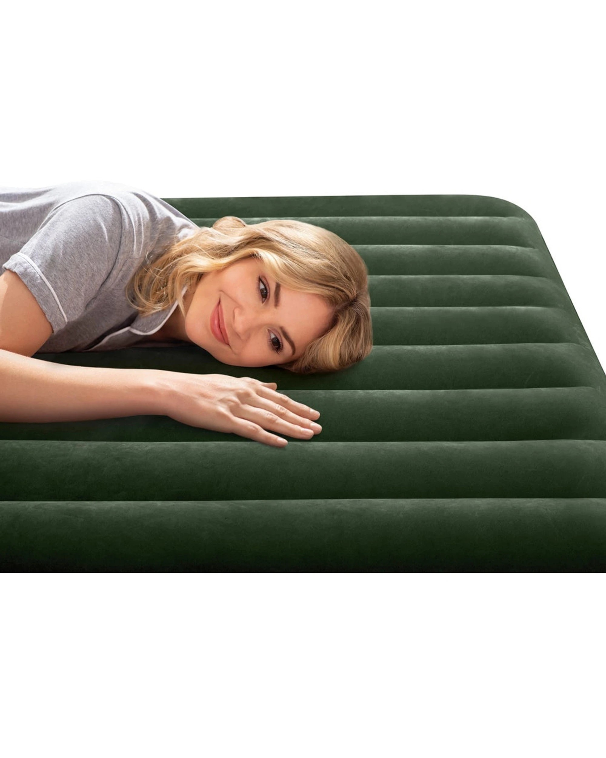 5 Intex Dura-Beam Prestige Inflatable Downy Airbed - Queen Bed - Charcoal, 5 of 5
