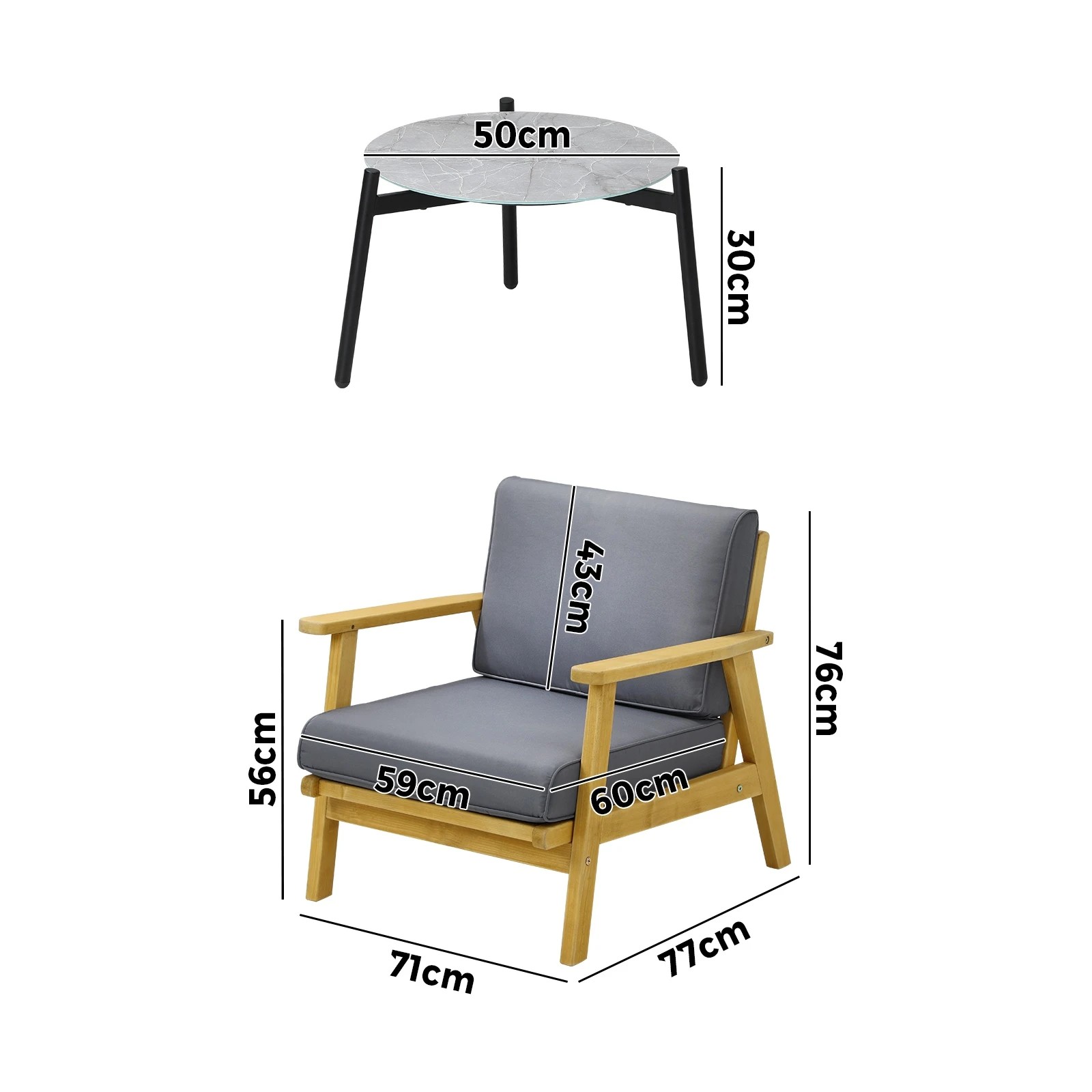 3 Livsip 3pcs Outdoor Lounge Set Patio Furniture Setting 50cm Coffee Side Table
 - Multi, 3 of 10