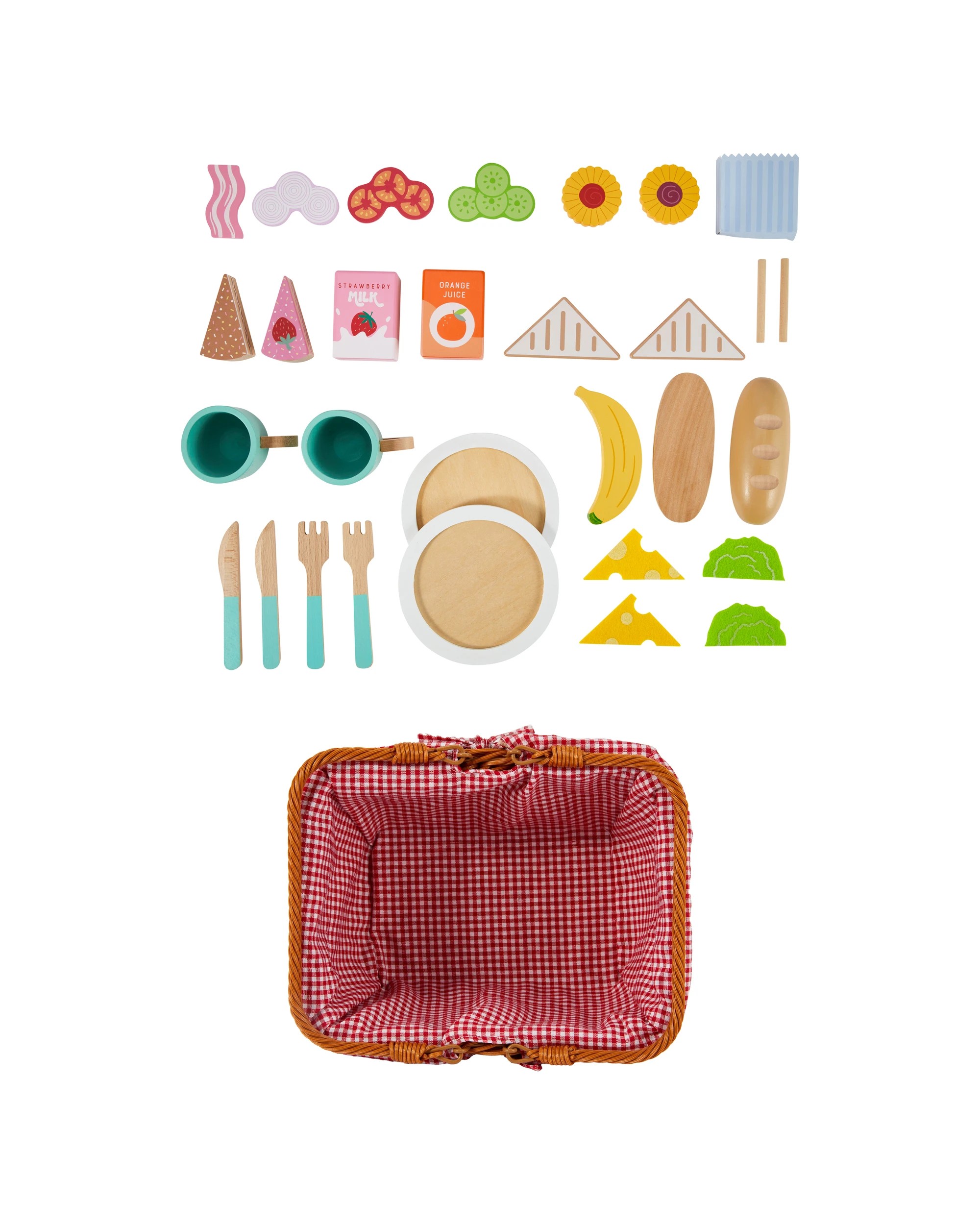 2 29 Piece Wooden Picnic Basket Playset, 2 of 5